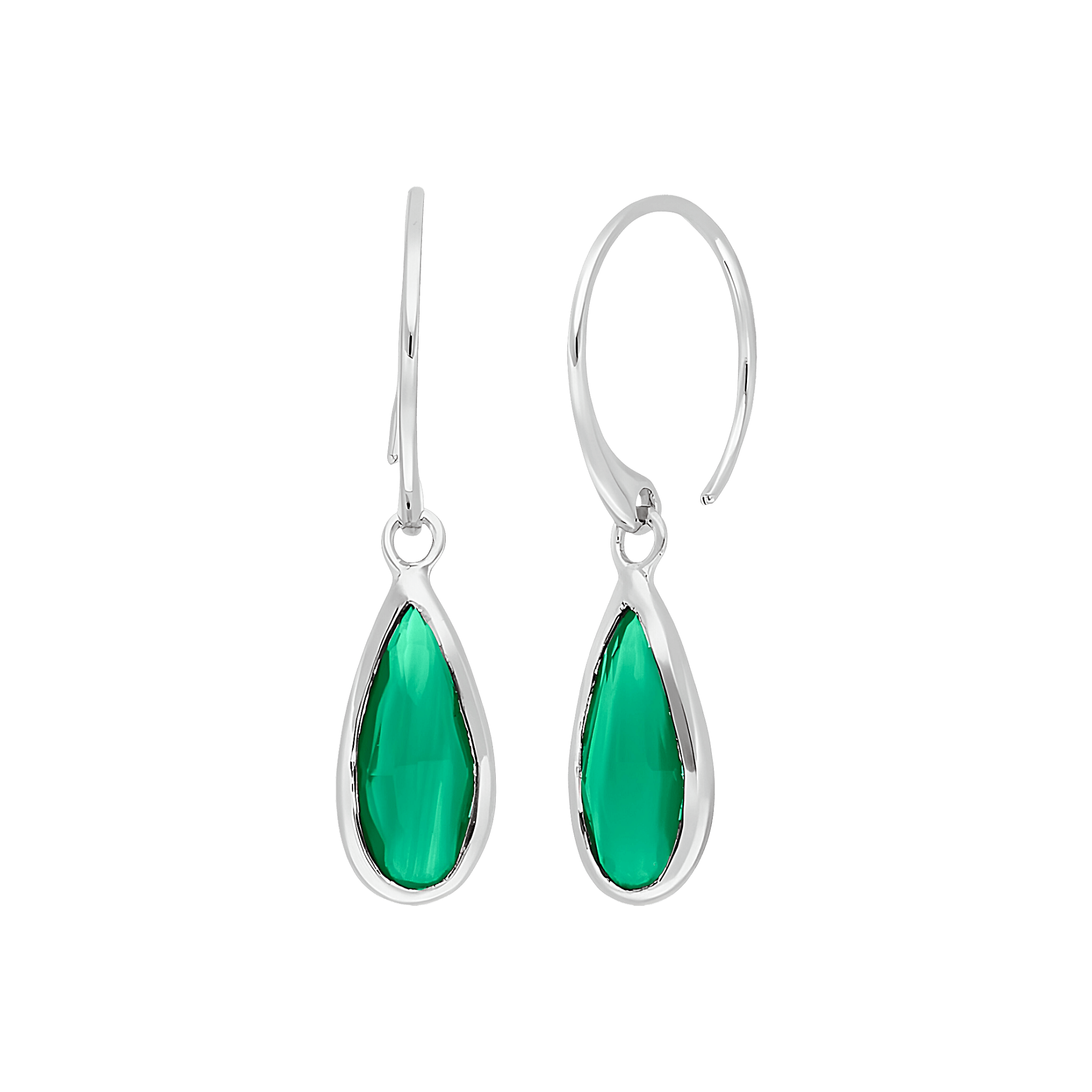 Leaf Ohrringe Gem Drop, grüner Achat, Silber