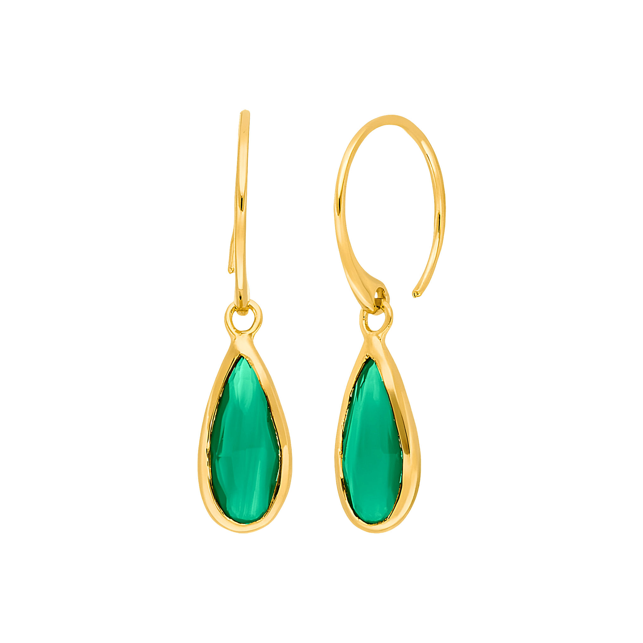 Leaf Ohrringe Gem Drop, grüner Achat, vergoldet