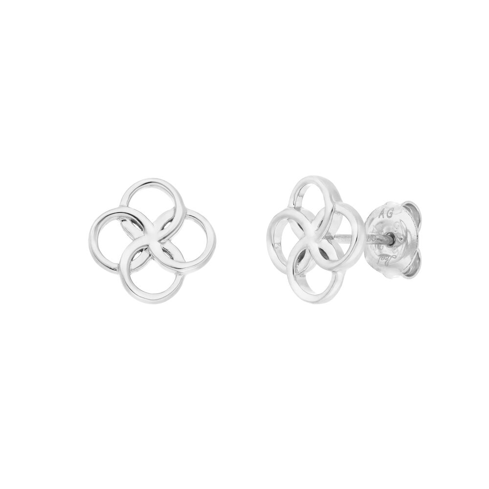 Leaf Ohrstecker Clover Charm, Silber