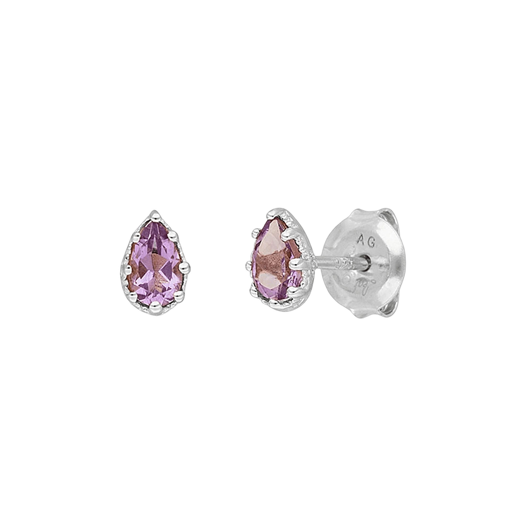 Leaf Ohrstecker Drop, Amethyst, Silber