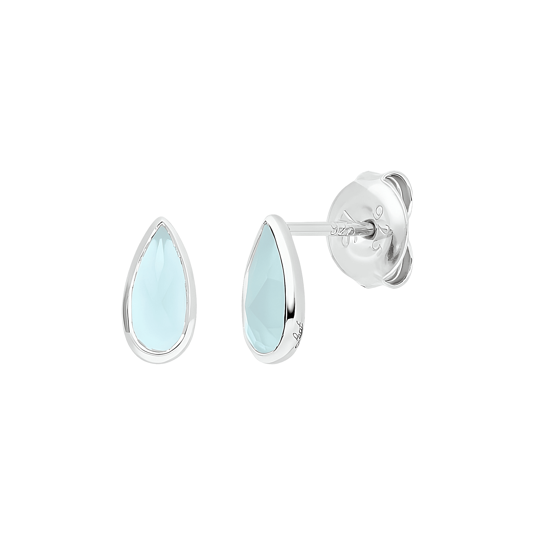Leaf Ohrstecker Gem Drop, Aqua Chalzedon, Silber