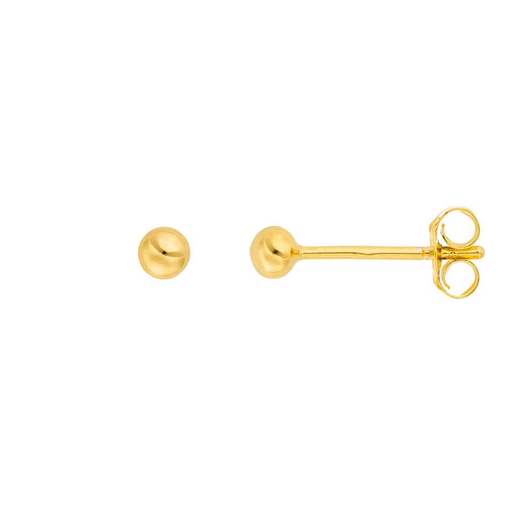 Leaf Ohrstecker Kugel Mini, 3 mm, vergoldet