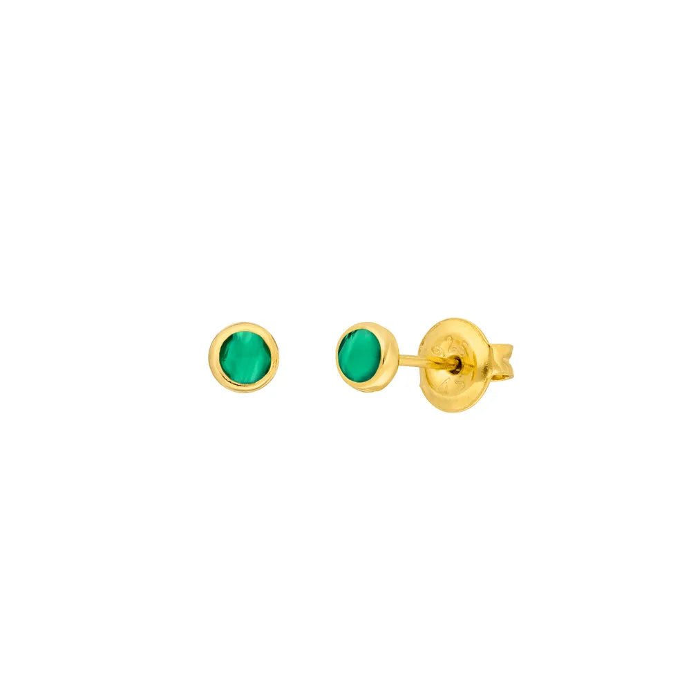 Leaf Ohrstecker Pure grüner Achat, vergoldet