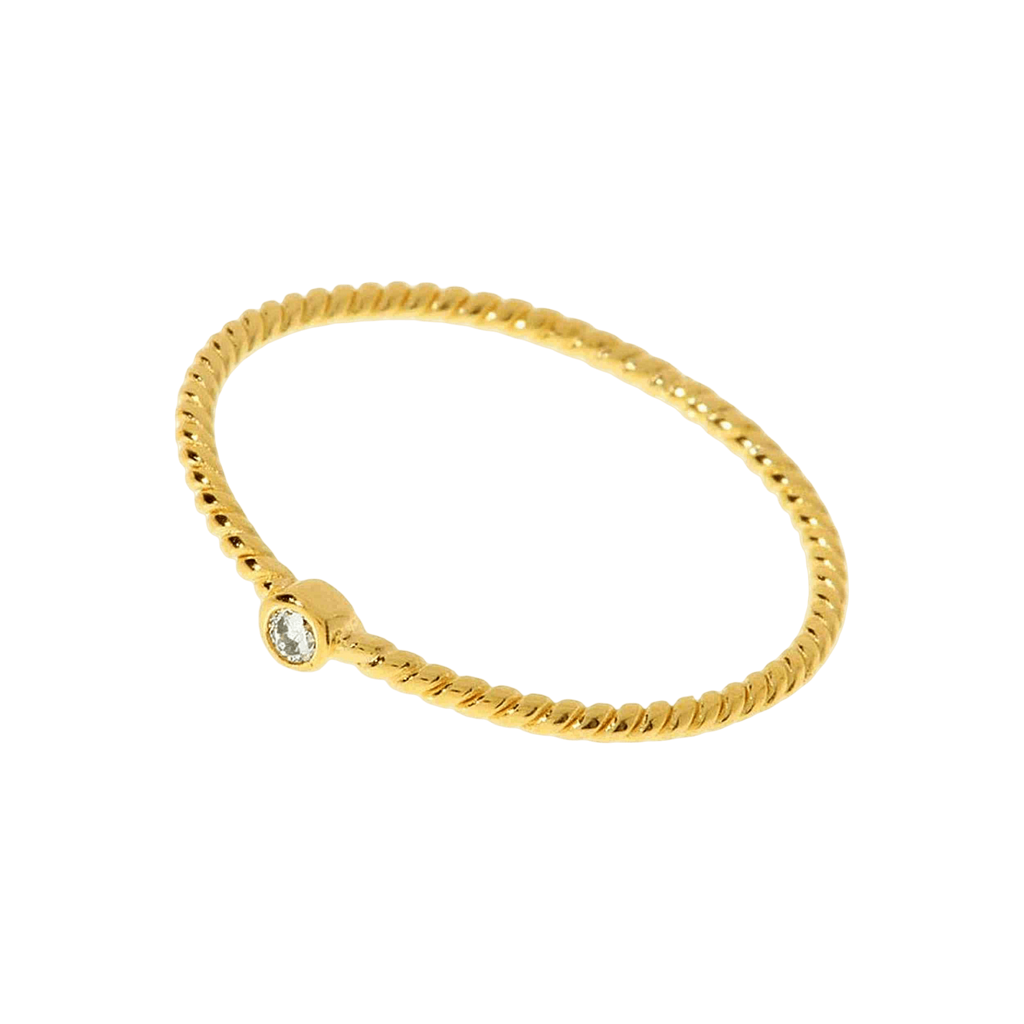 Leaf Ring 1 Zirkonia, vergoldet