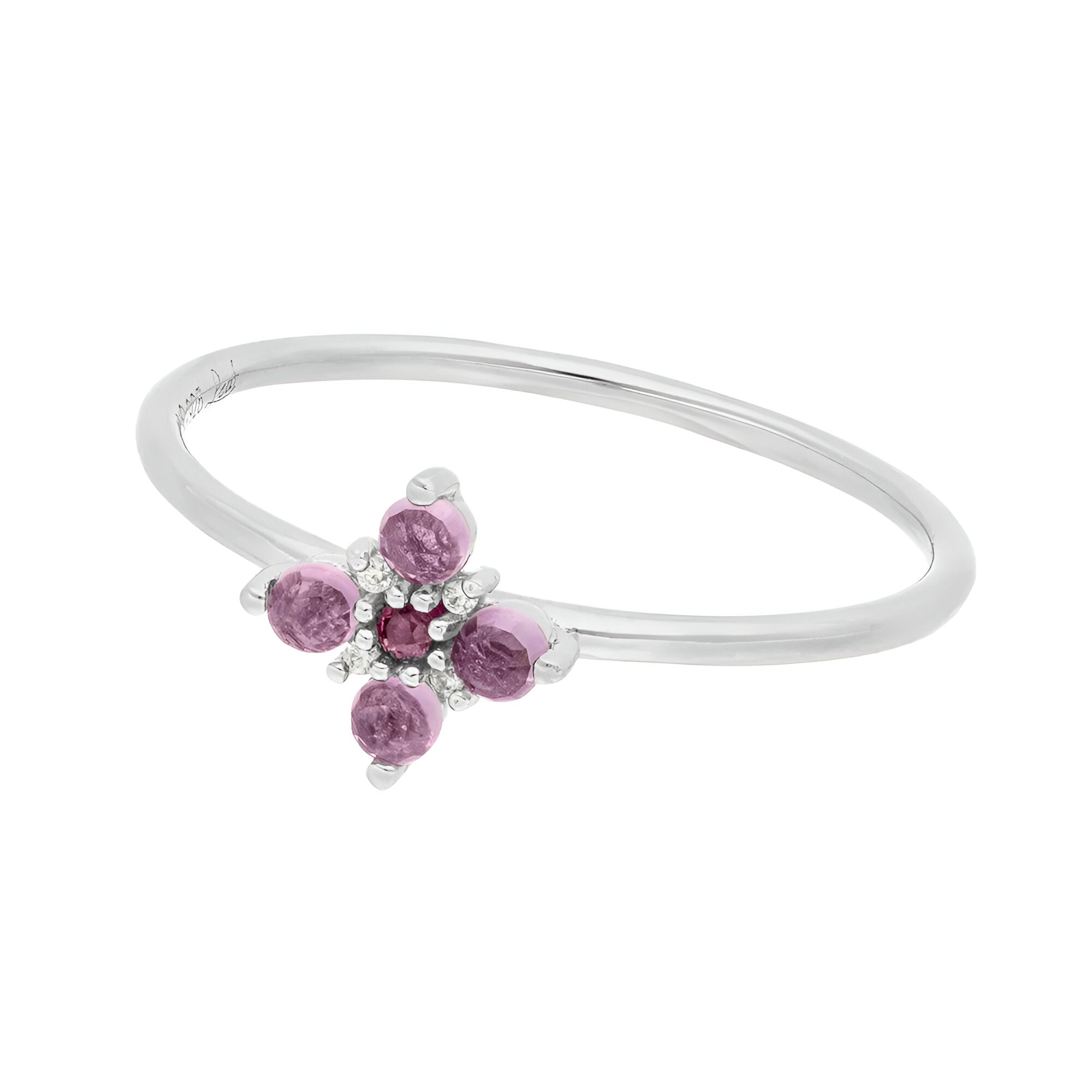 Leaf Ring Bloom, Amethyst/Rhodolith, Silber
