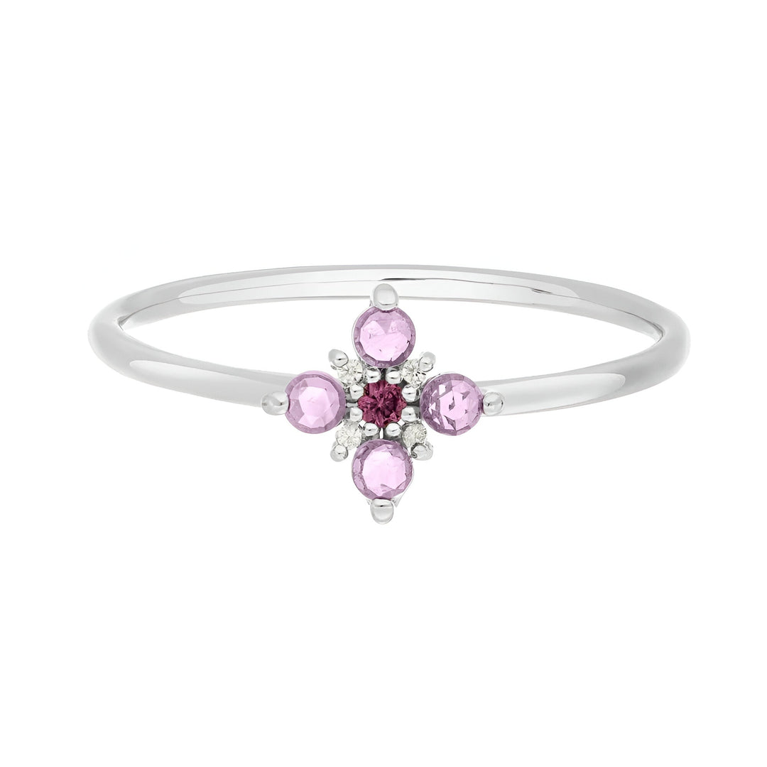 Leaf Ring Bloom, Amethyst/Rhodolith, Silber