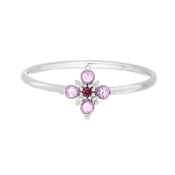 Leaf Ring Bloom, Amethyst/Rhodolith, Silber