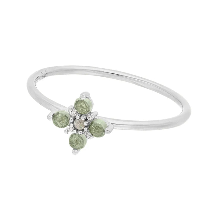 Leaf Ring Bloom, Labradorit/Aventurin, Silber