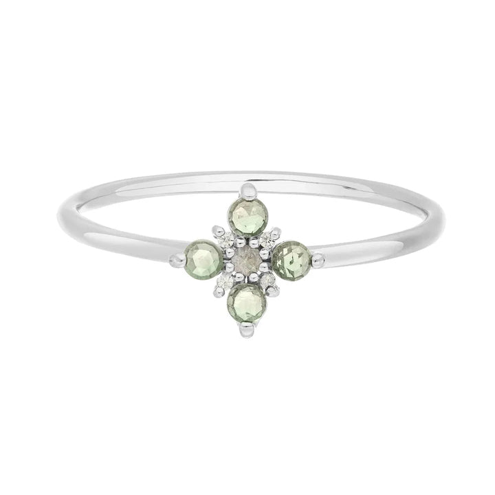 Leaf Ring Bloom, Labradorit/Aventurin, Silber