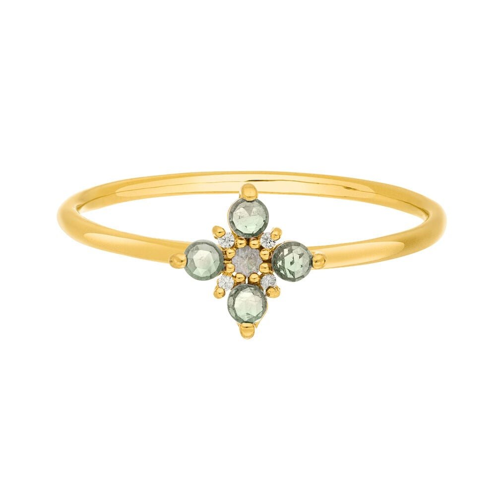 Leaf Ring Bloom, Labradorit/Aventurin, vergoldet