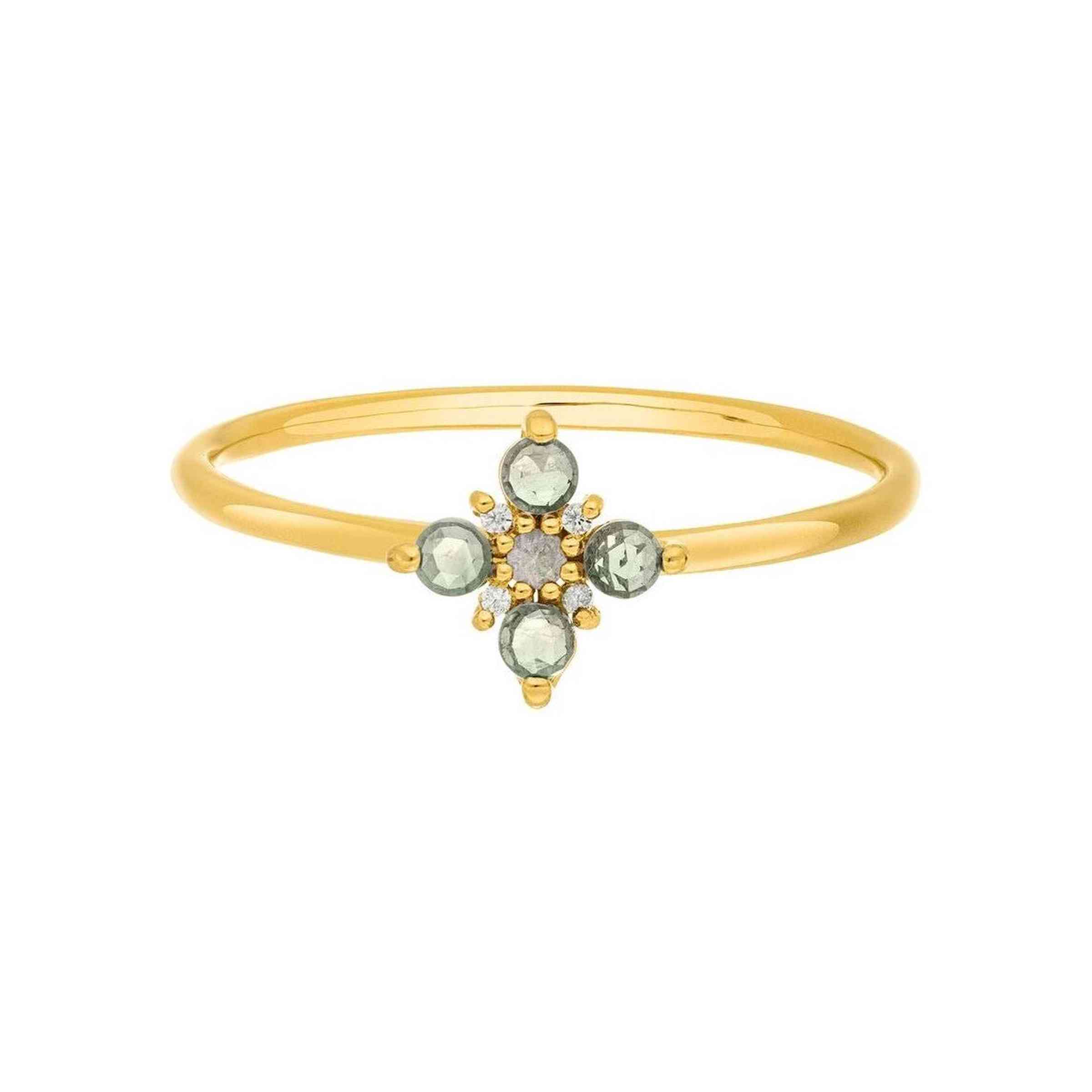 Leaf Ring Bloom, Labradorit/Aventurin, vergoldet