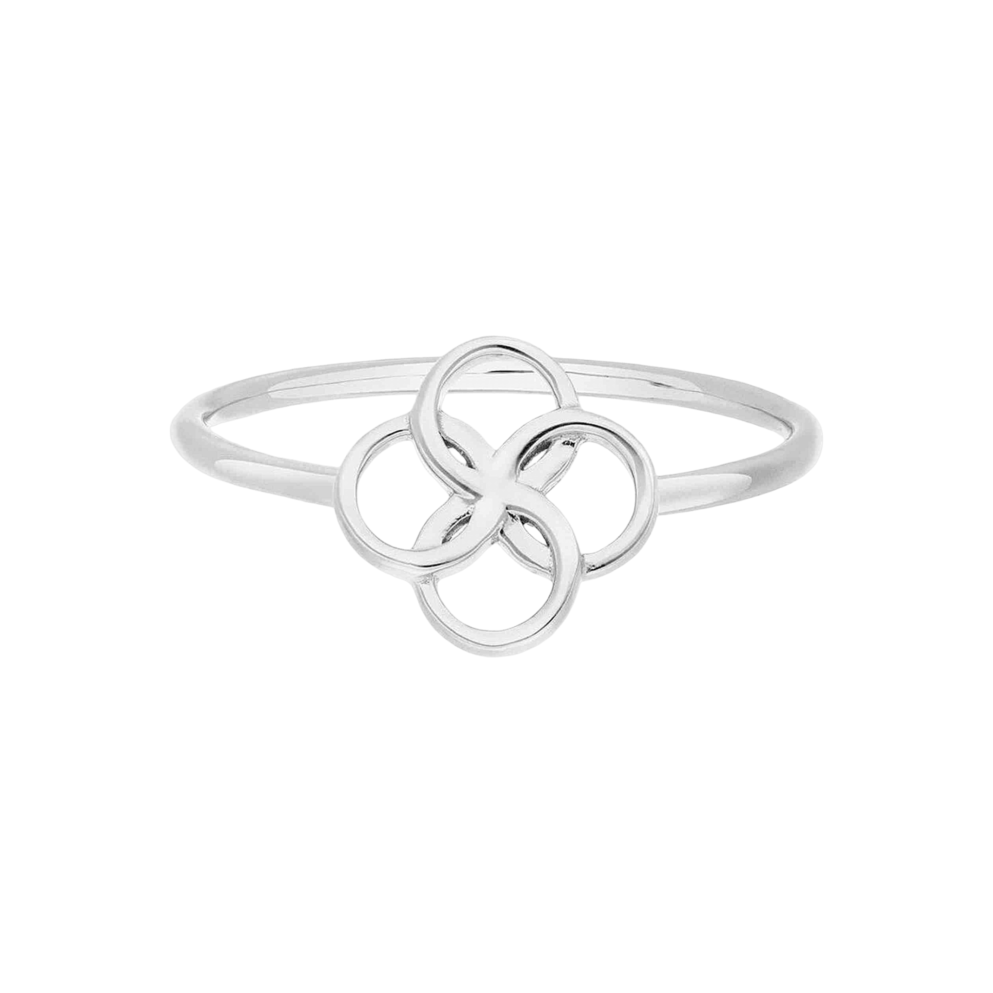 Leaf Ring Clover Charm, Silber