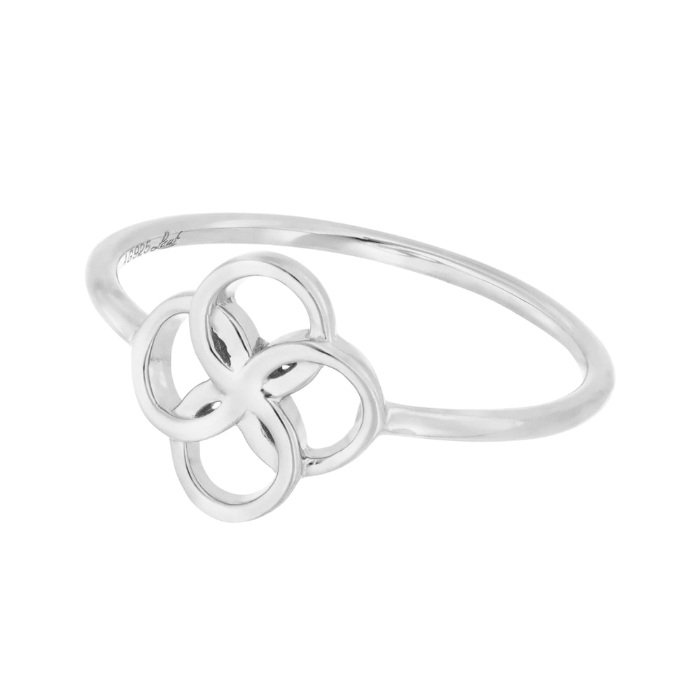 Leaf Ring Clover Charm, Silber