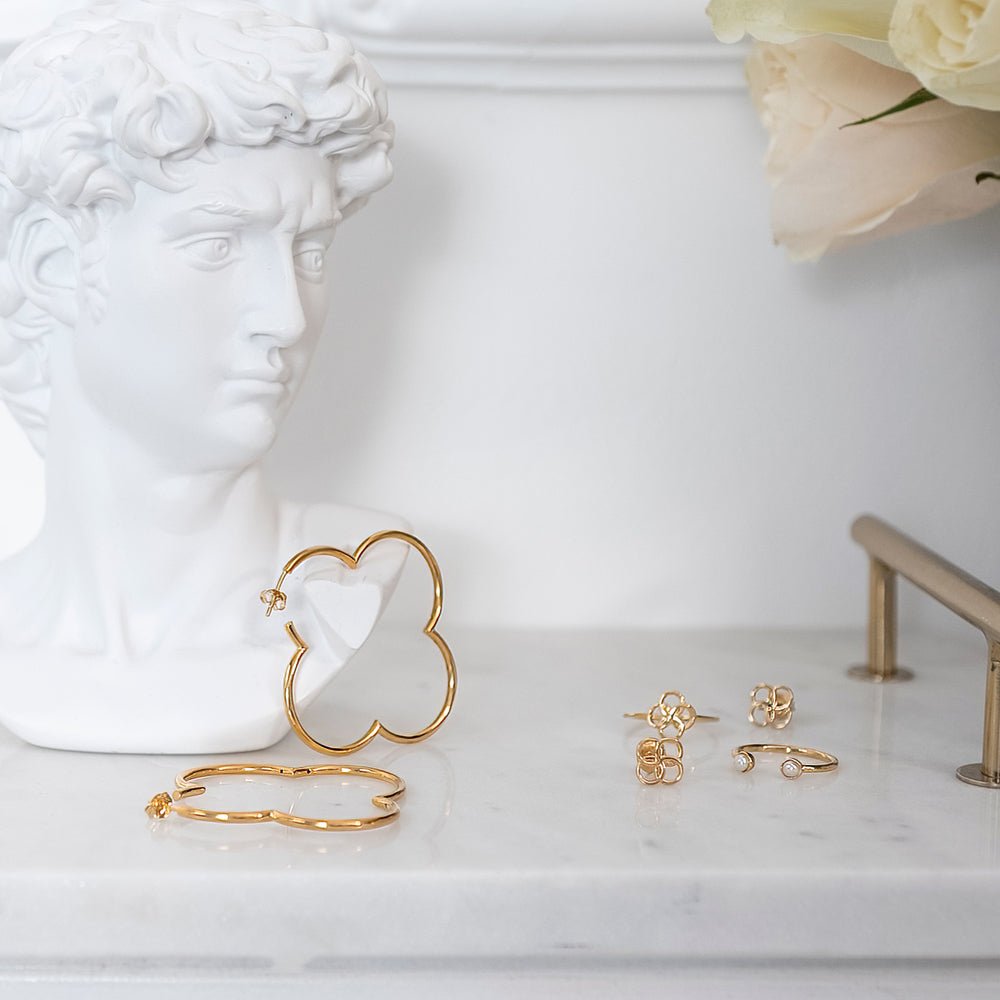 Leaf Ring Clover Charm, vergoldet