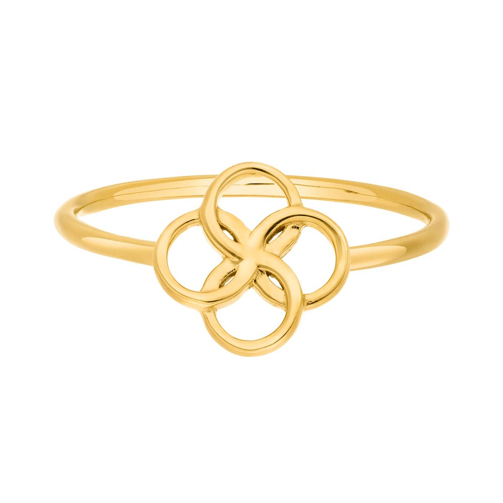 Leaf Ring Clover Charm, vergoldet