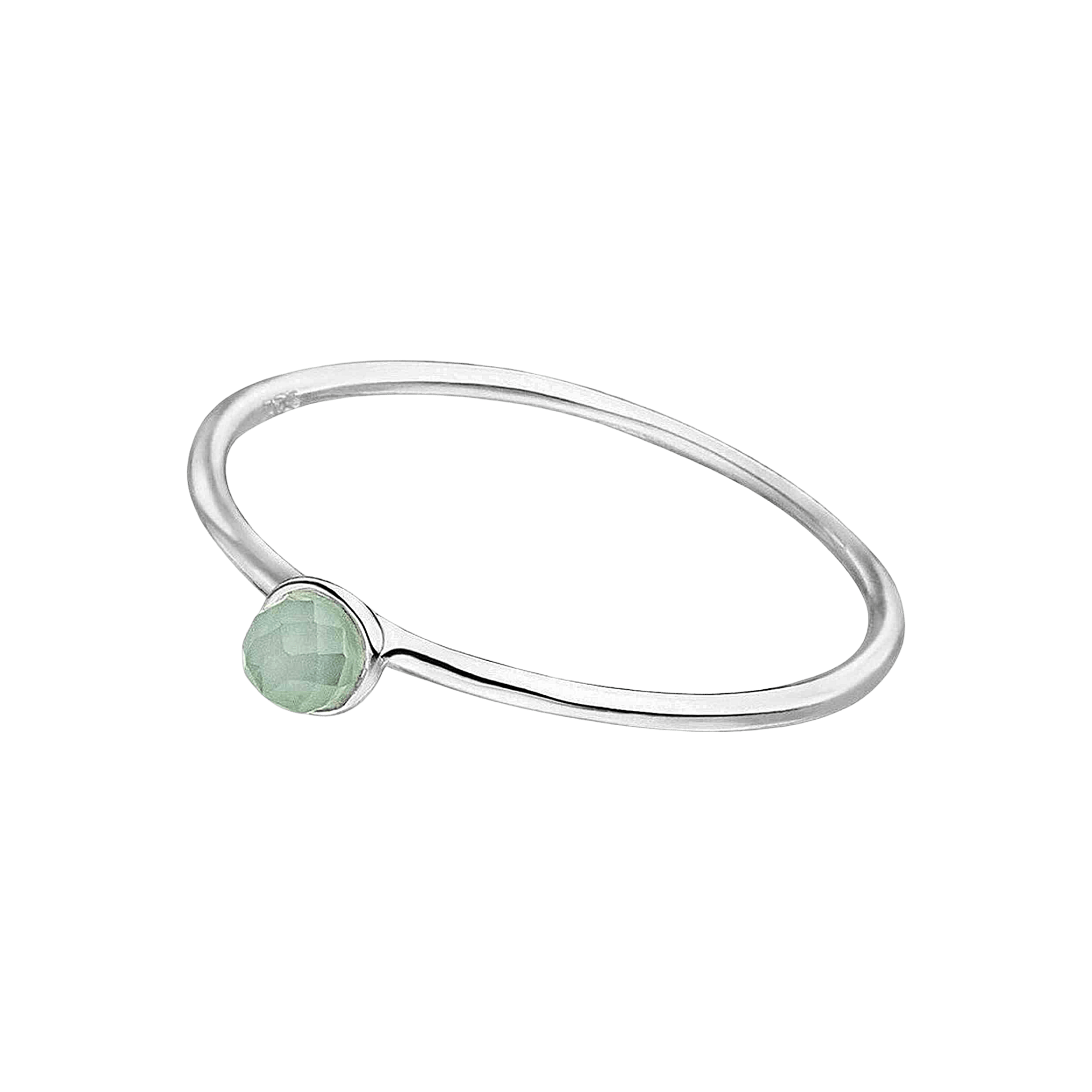 Leaf Ring Stacking Aqua Chalzedon, 3 mm, Silber