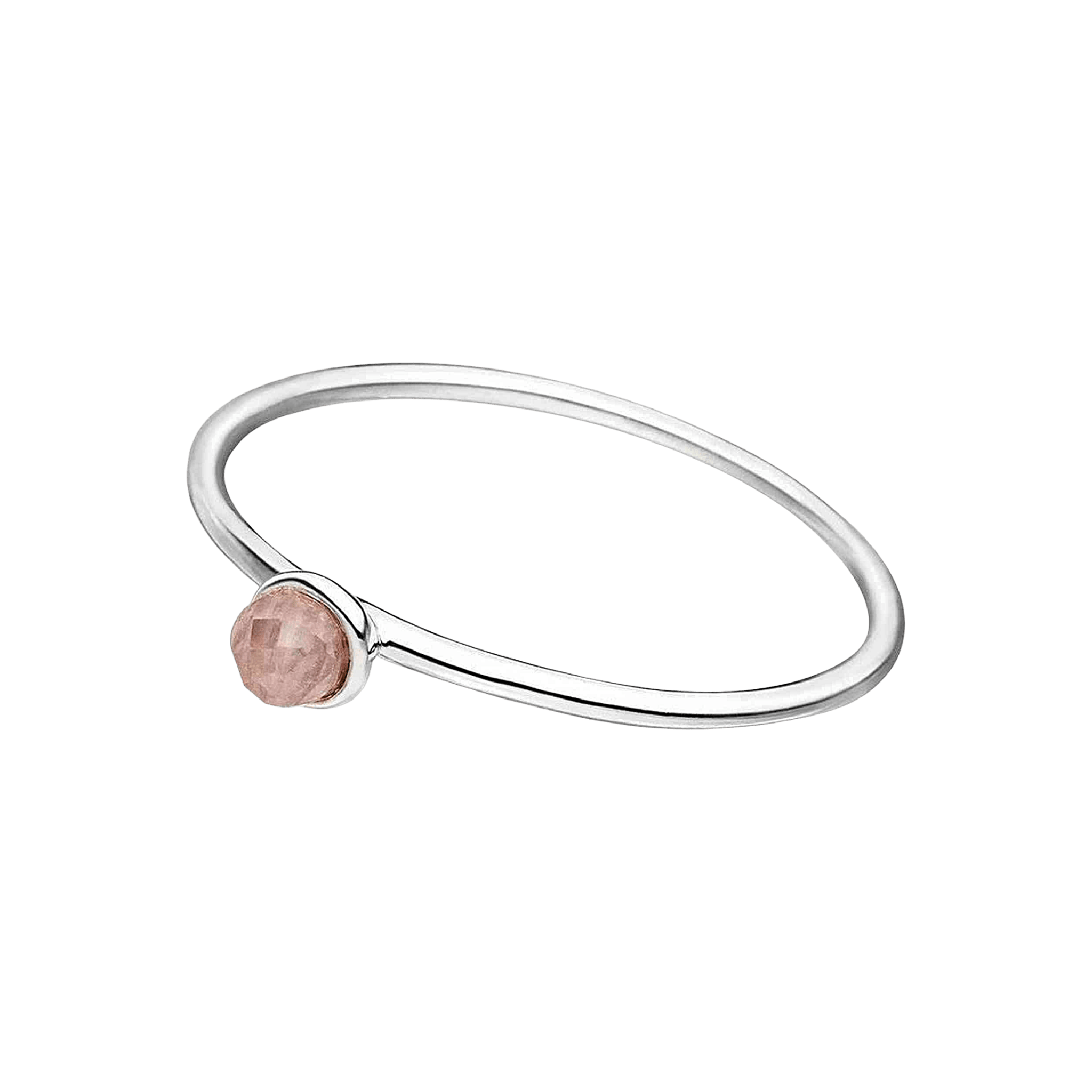 Leaf Ring Stacking Rosenquarz, 3 mm, Silber