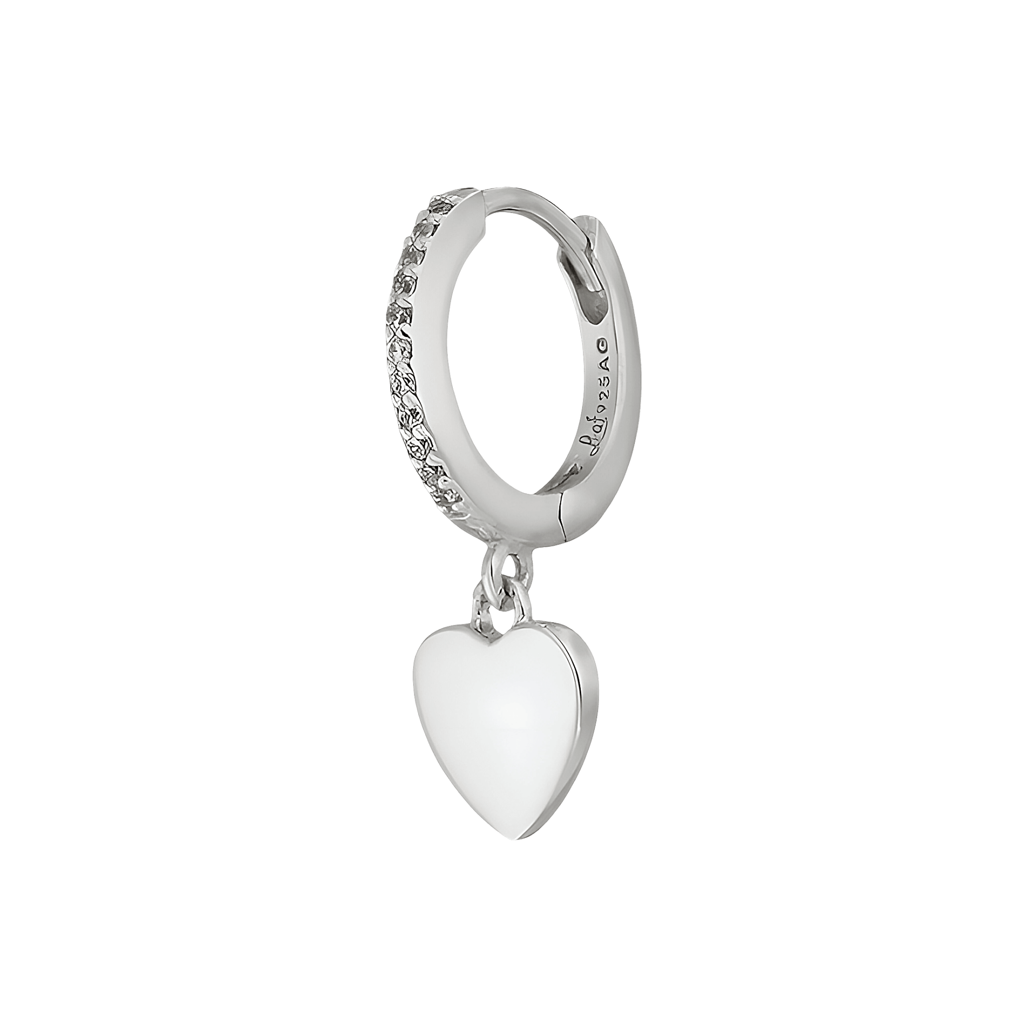 Leaf Single Creole Heart mit Zirkonia, Silber