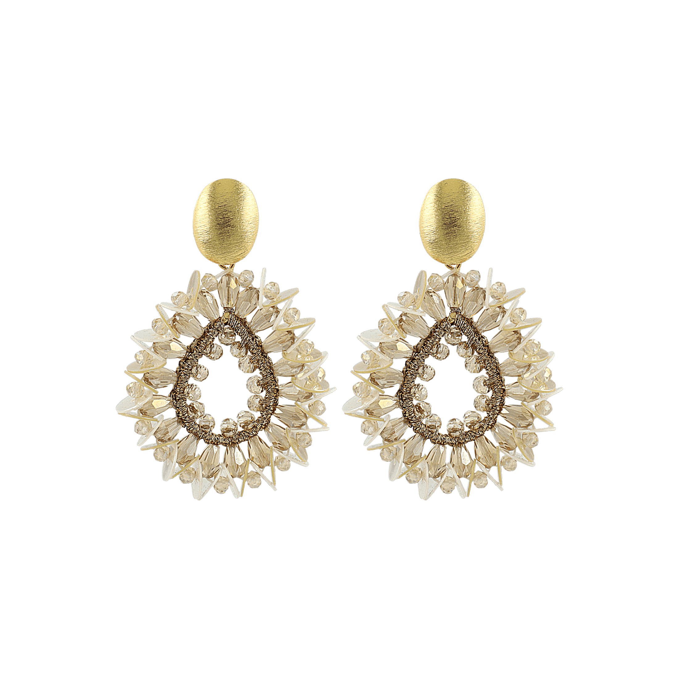 LOTT.gioielli Ohrring Silk Drop with Sequins, champagne, S, vergoldet