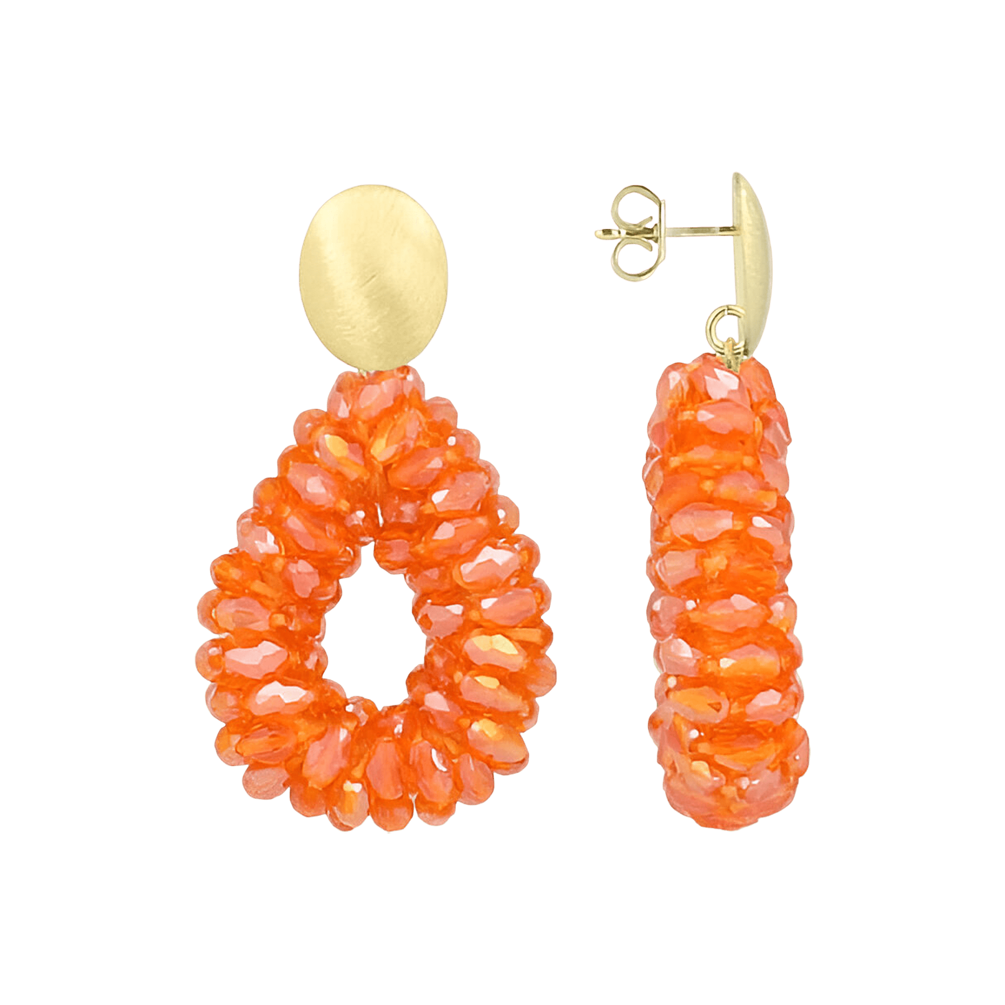 LOTT.gioielli Ohrringe Anne Drop Marquis, Lion Orange, S, Stecker, vergoldet