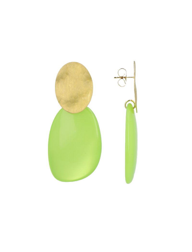 LOTT.gioielli Ohrringe Asymmetric Oval, L, Lime, vergoldet