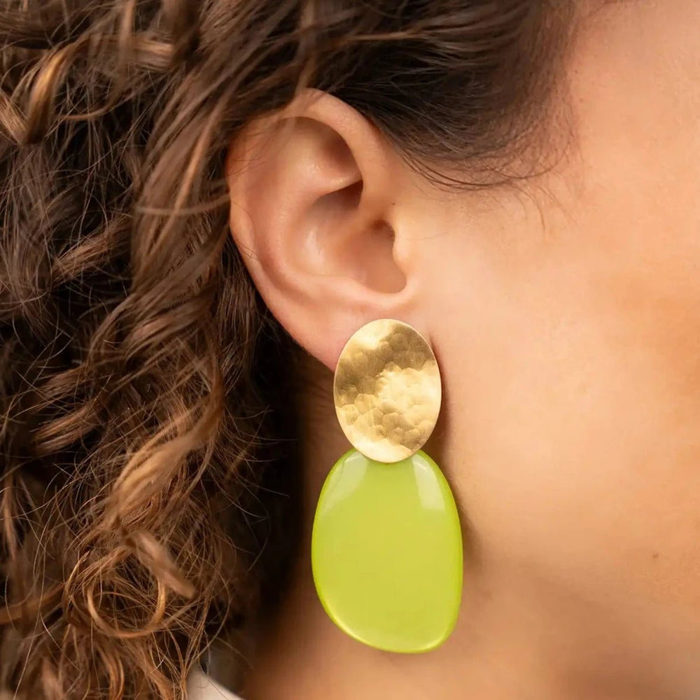 LOTT.gioielli Ohrringe Asymmetric Oval, L, Lime, vergoldet