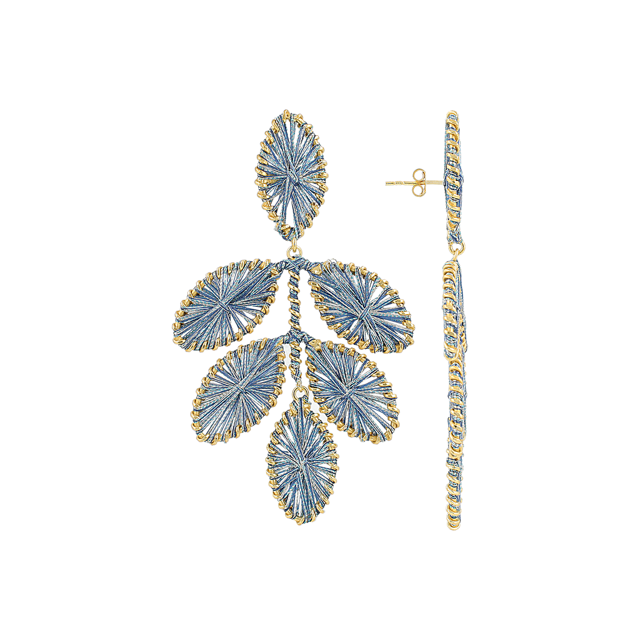 LOTT.gioielli Ohrringe Beatrice, Flower Leaf, Blue Aura, vergoldet