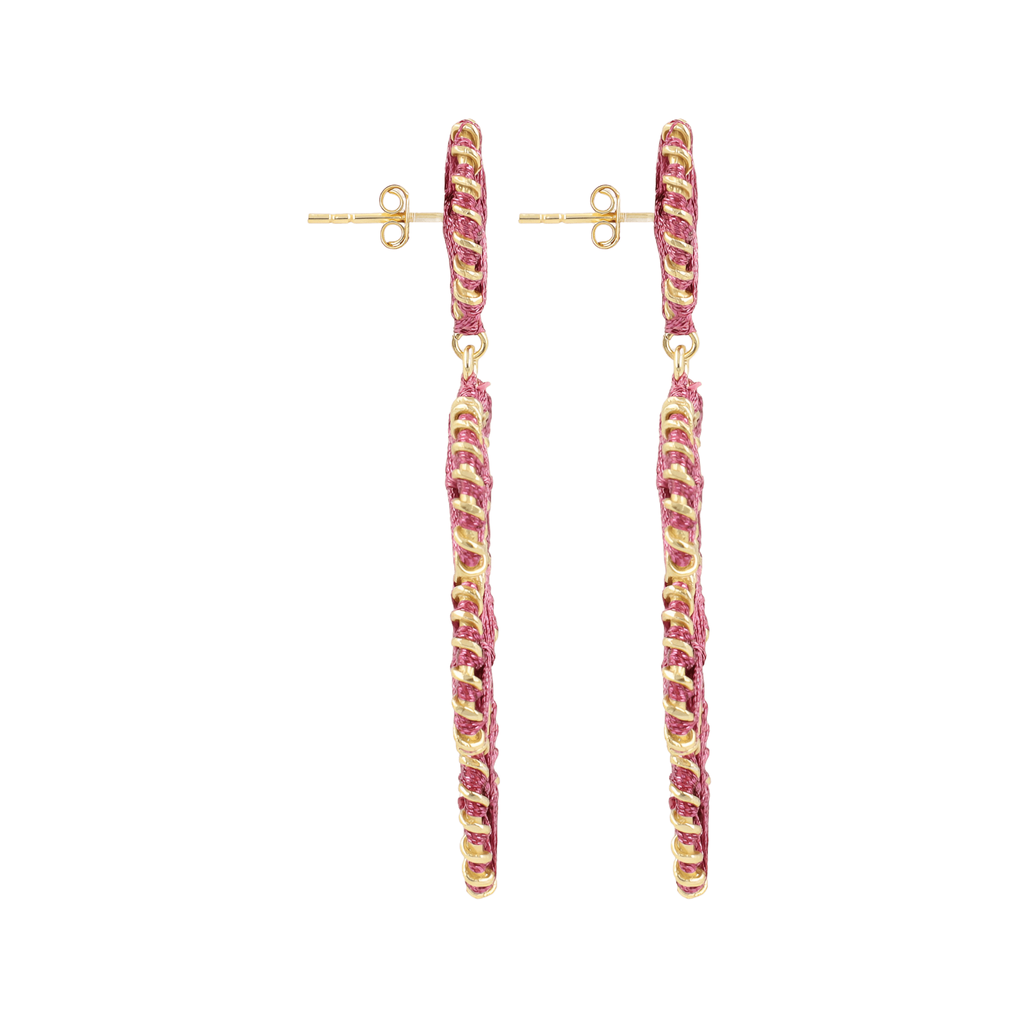 LOTT.gioielli Ohrringe Beatrice, Flower Leaf, dark fuchsia, M, vergoldet