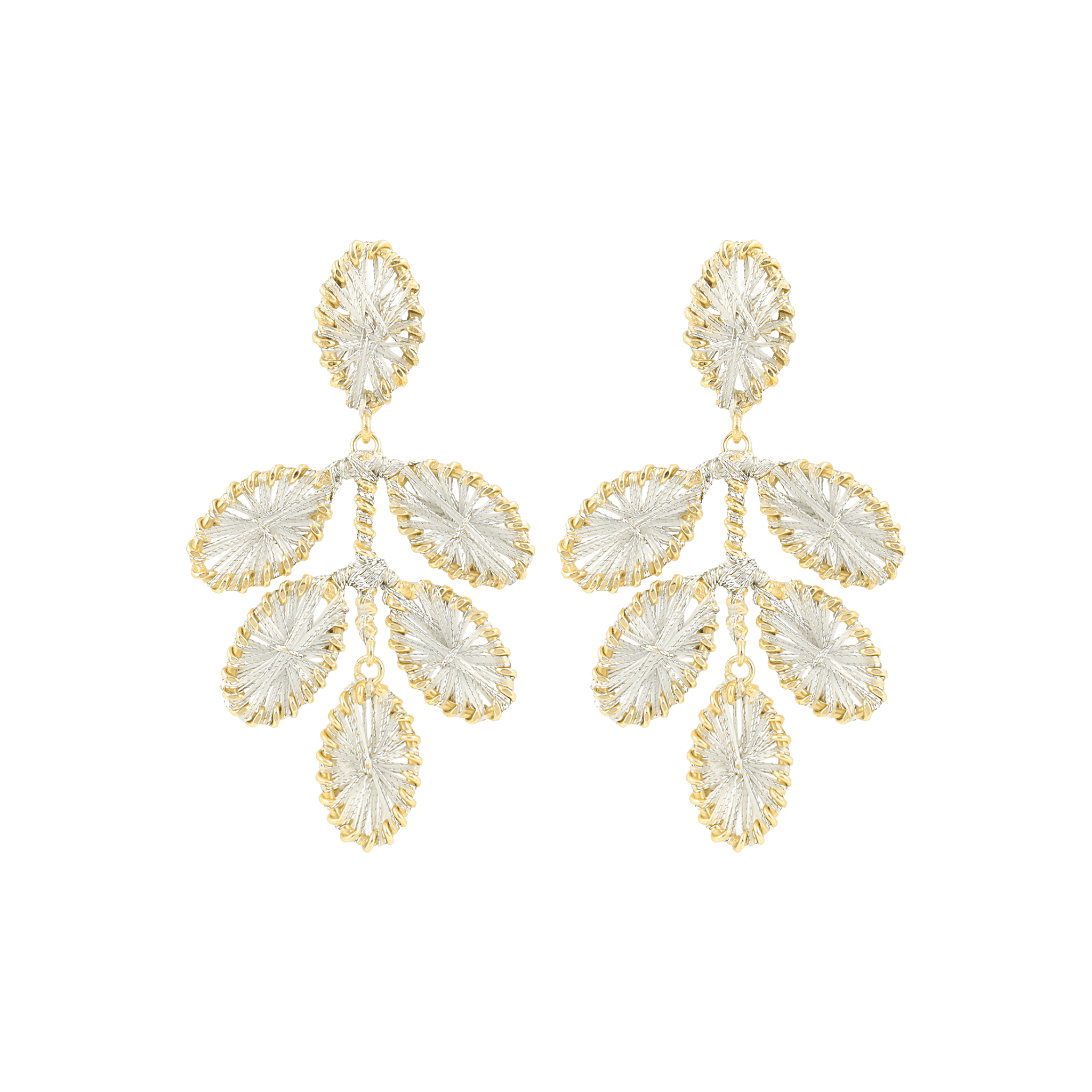 LOTT.gioielli Ohrringe Beatrice, Flower Leaf, silver grey, M, vergoldet