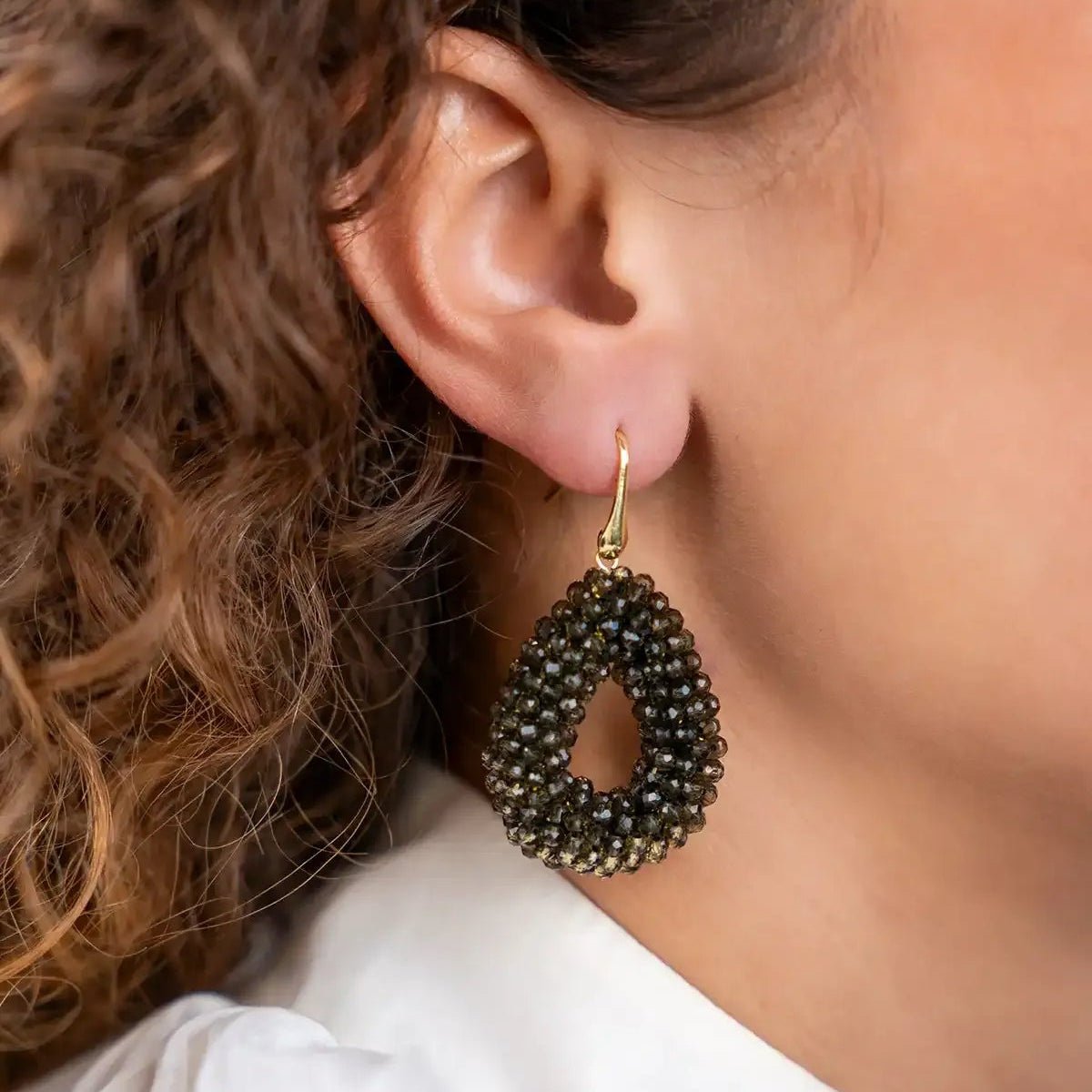 LOTT.gioielli Ohrringe Berry Drop, dark olive, S, vergoldet