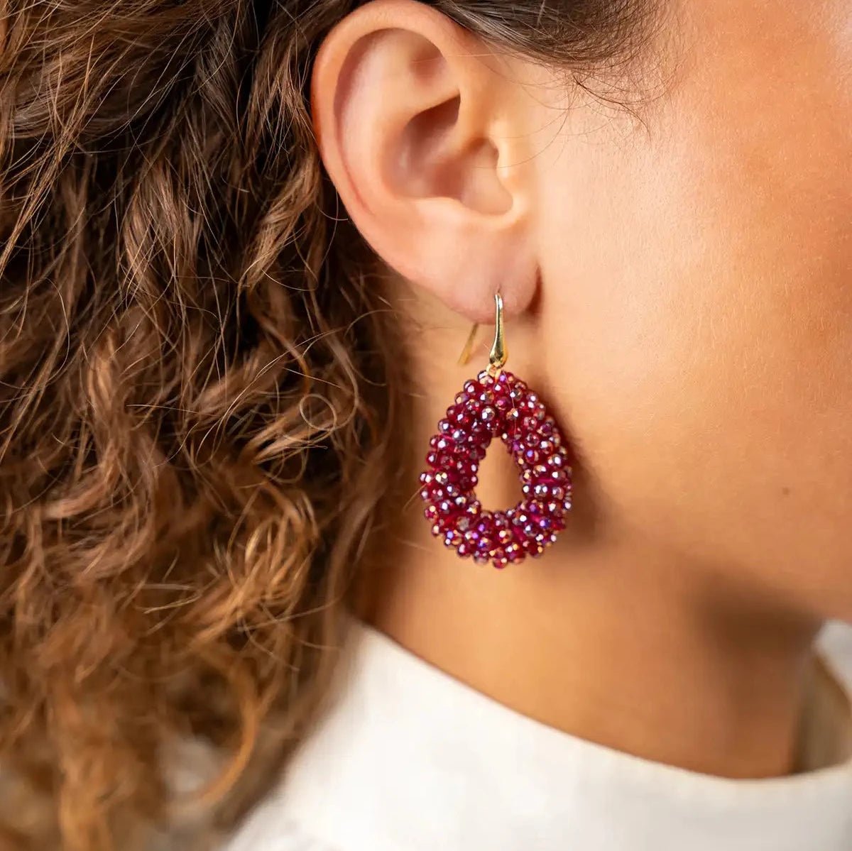 LOTT.gioielli Ohrringe Berry Drop, red wine, S, Haken, vergoldet