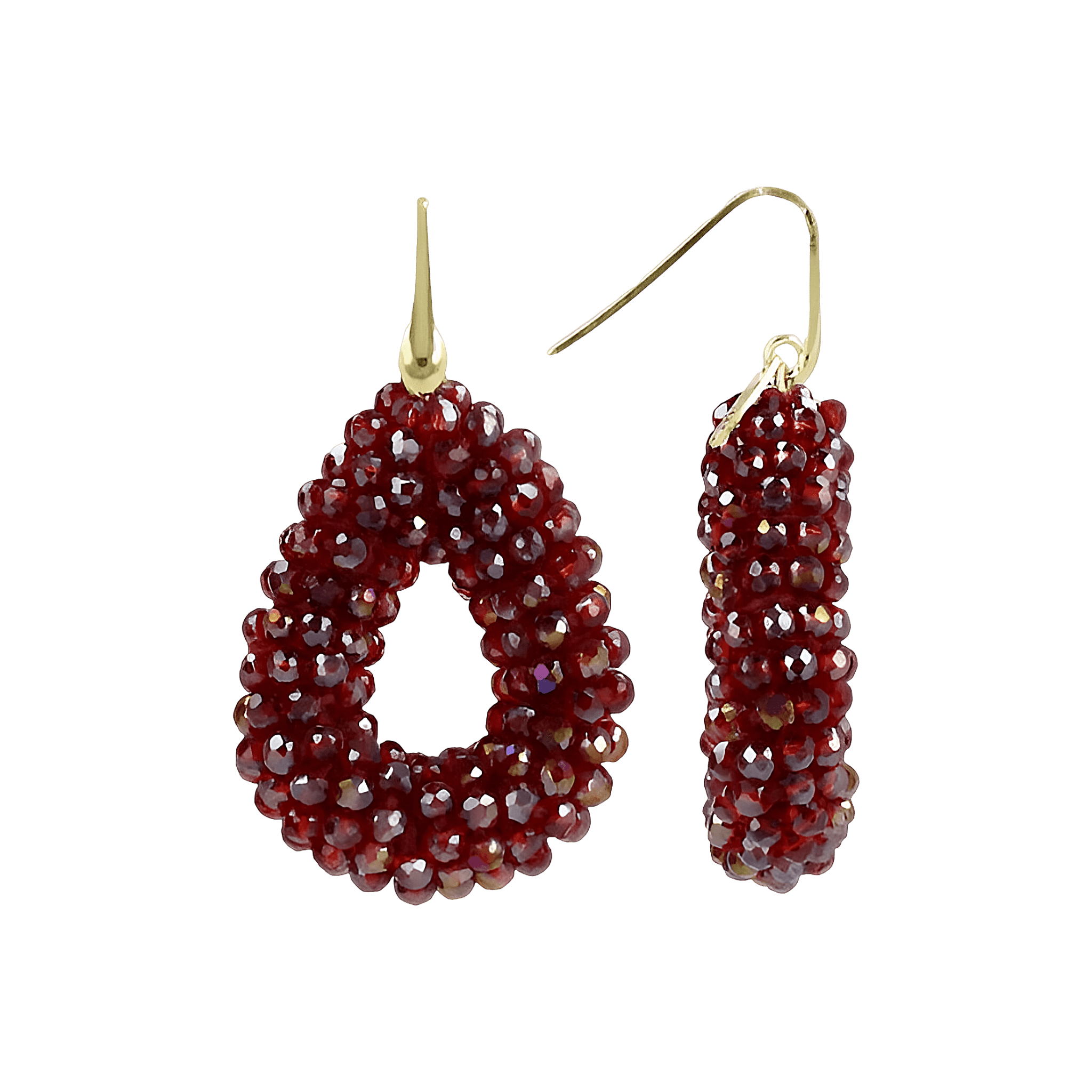 LOTT.gioielli Ohrringe Berry Drop, red wine, S, Haken, vergoldet