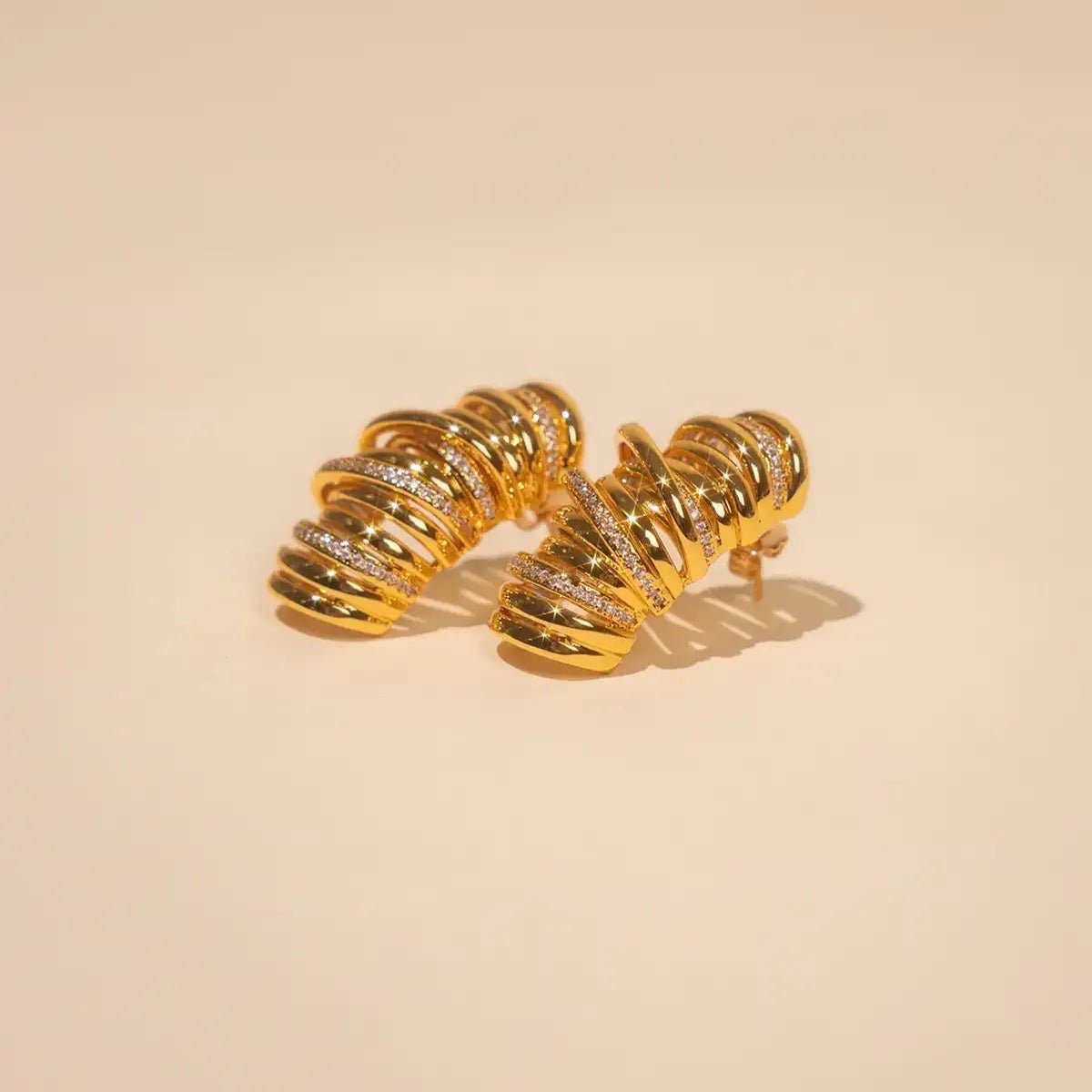 LOTT.gioielli Ohrringe Croissant with Stones, vergoldet