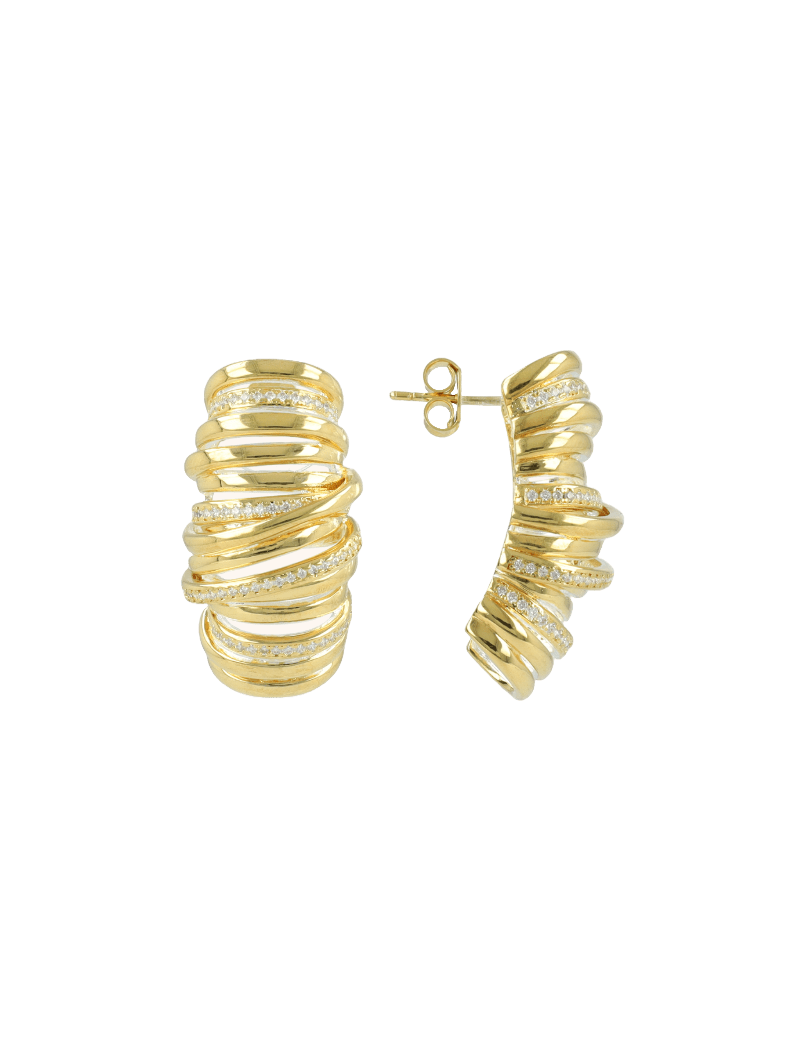 LOTT.gioielli Ohrringe Croissant with Stones, vergoldet
