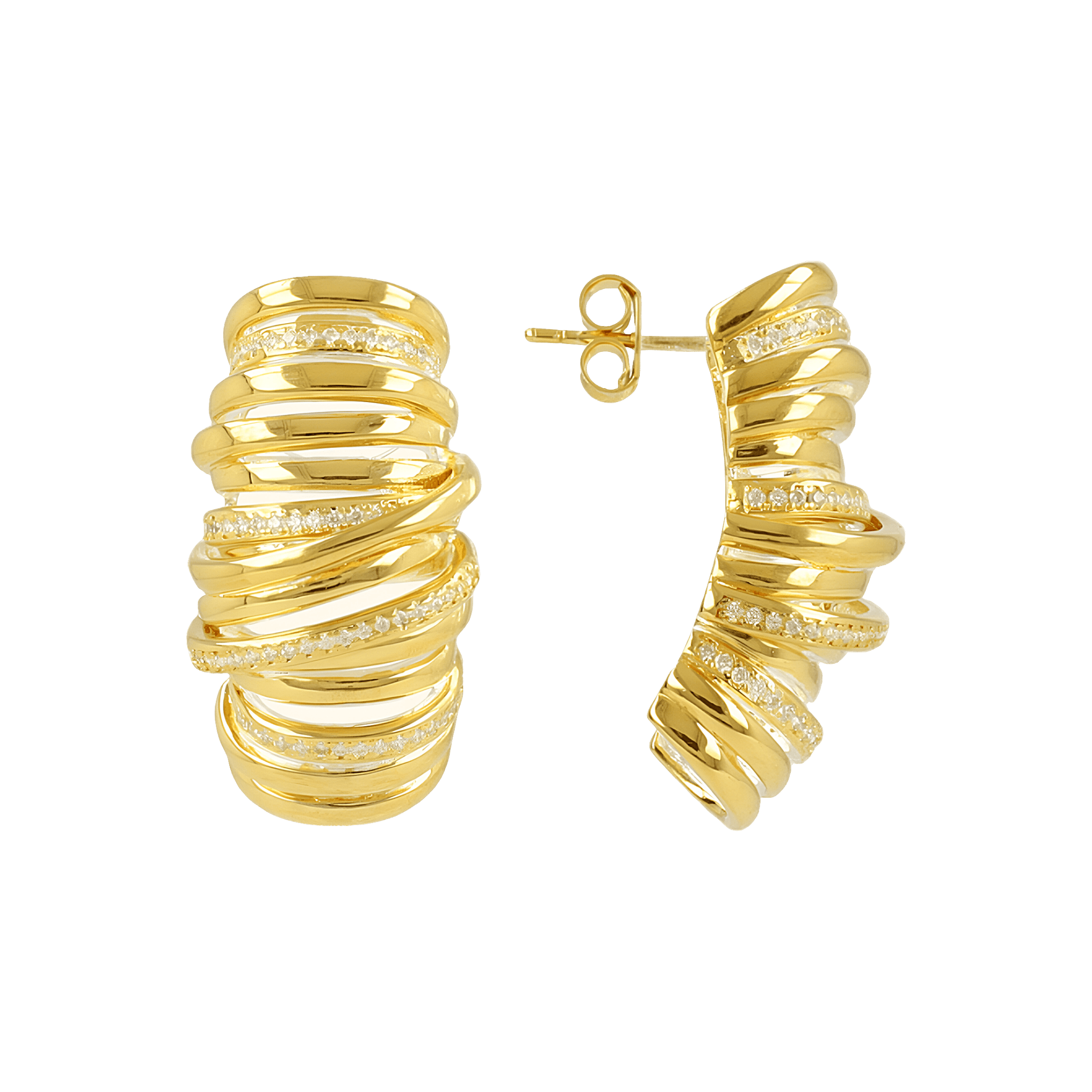 LOTT.gioielli Ohrringe Croissant with Stones, vergoldet