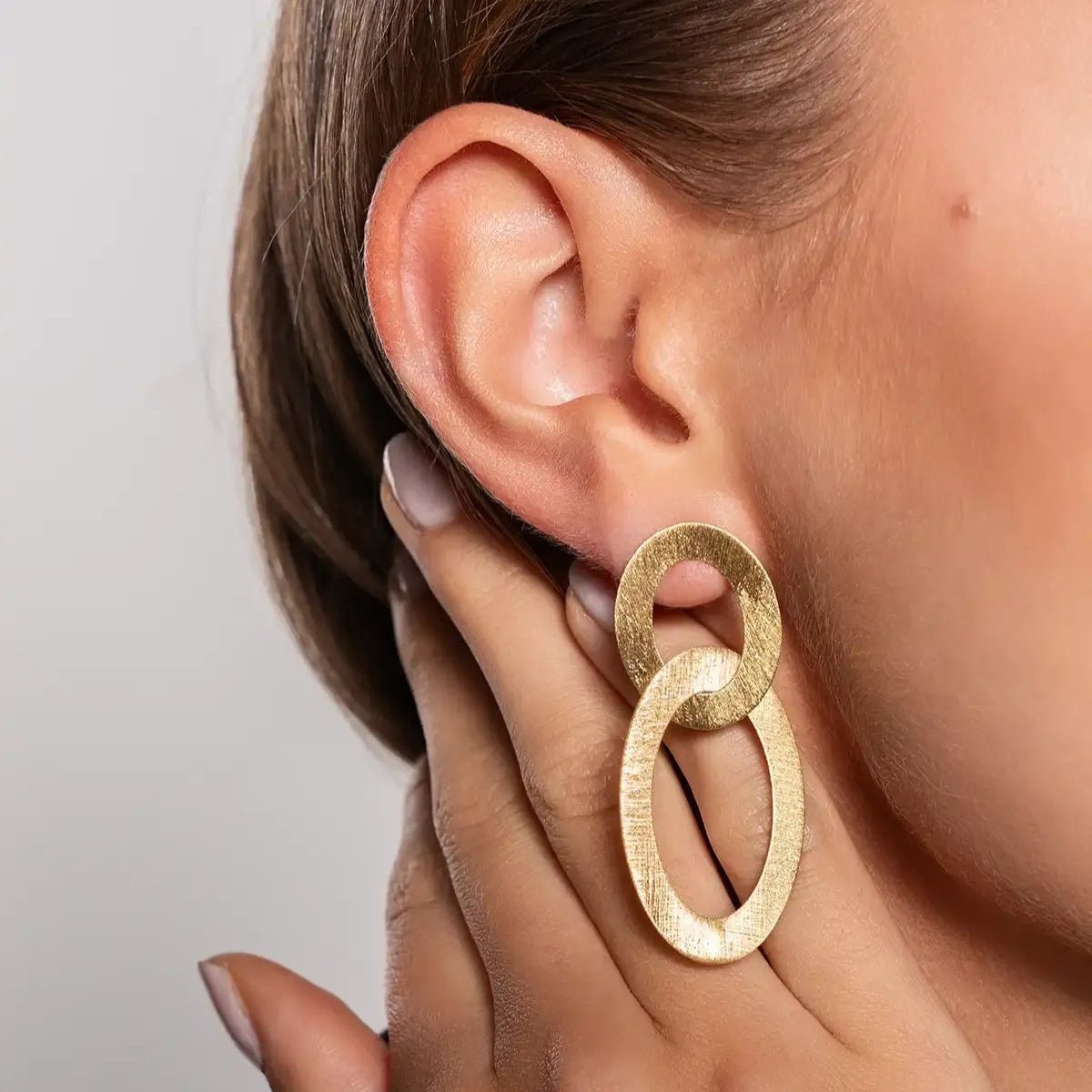 LOTT.gioielli Ohrringe Double Oval Charm Satin, vergoldet