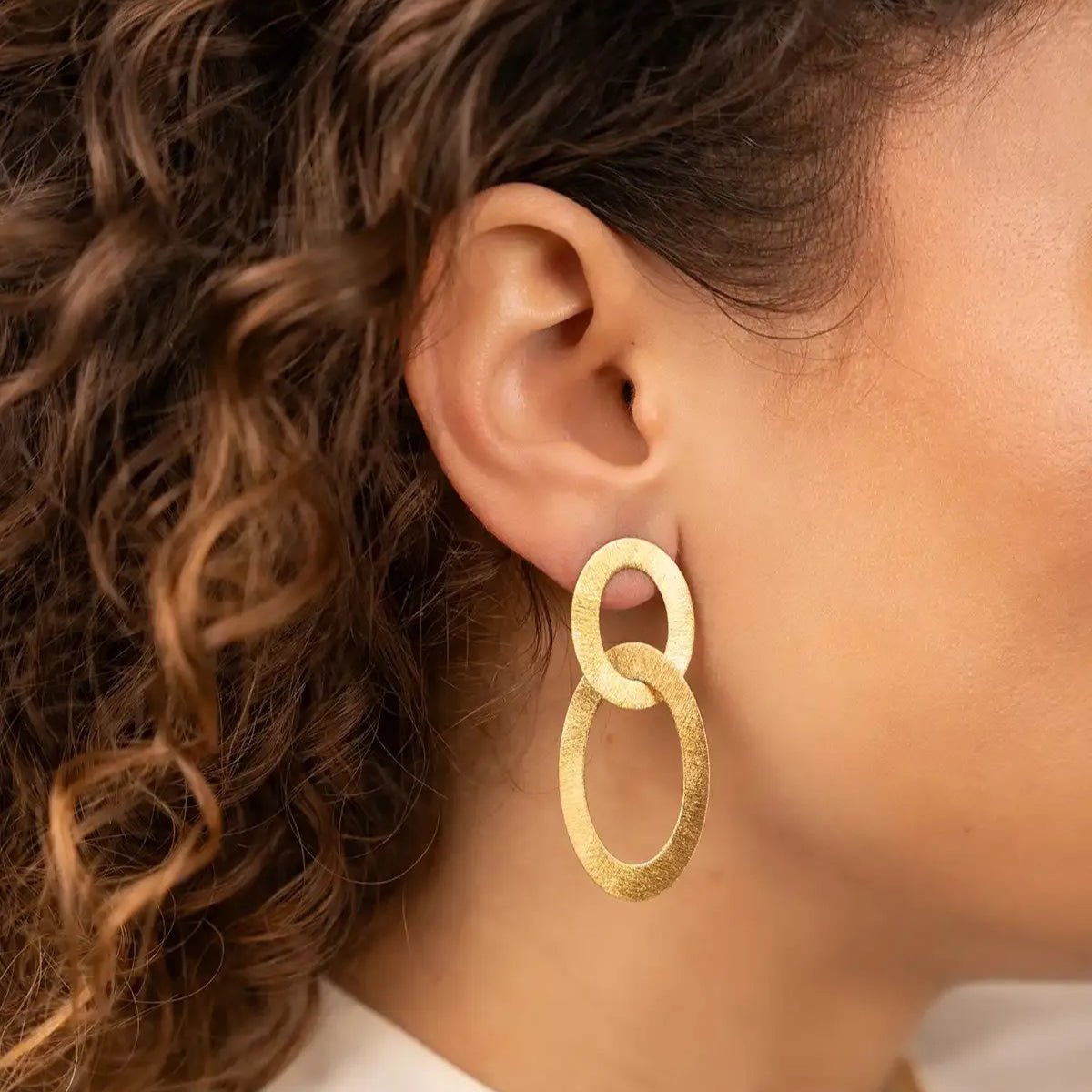 LOTT.gioielli Ohrringe Double Oval Charm Satin, vergoldet