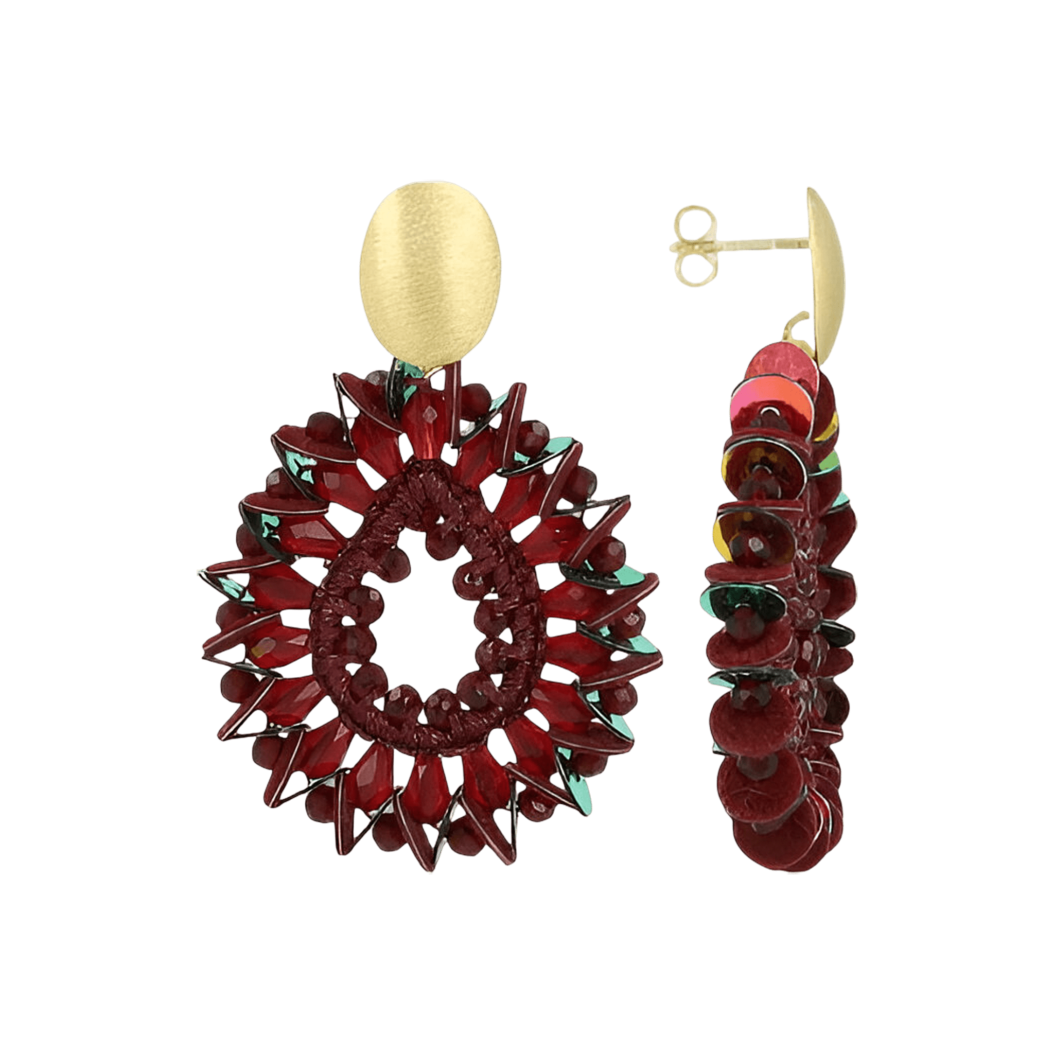 LOTT.gioielli Ohrringe Drop Crystal with Sequins, cherry lacquer, S, vergoldet