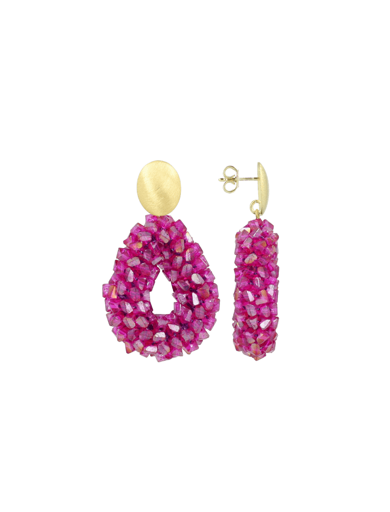LOTT.gioielli Ohrringe Drop Raw, fuchsia purple, S, vergoldet