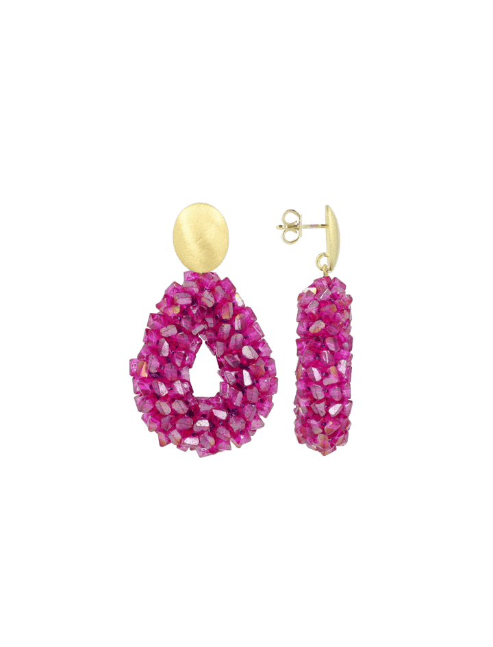 LOTT.gioielli Ohrringe Drop Raw, fuchsia purple, S, vergoldet