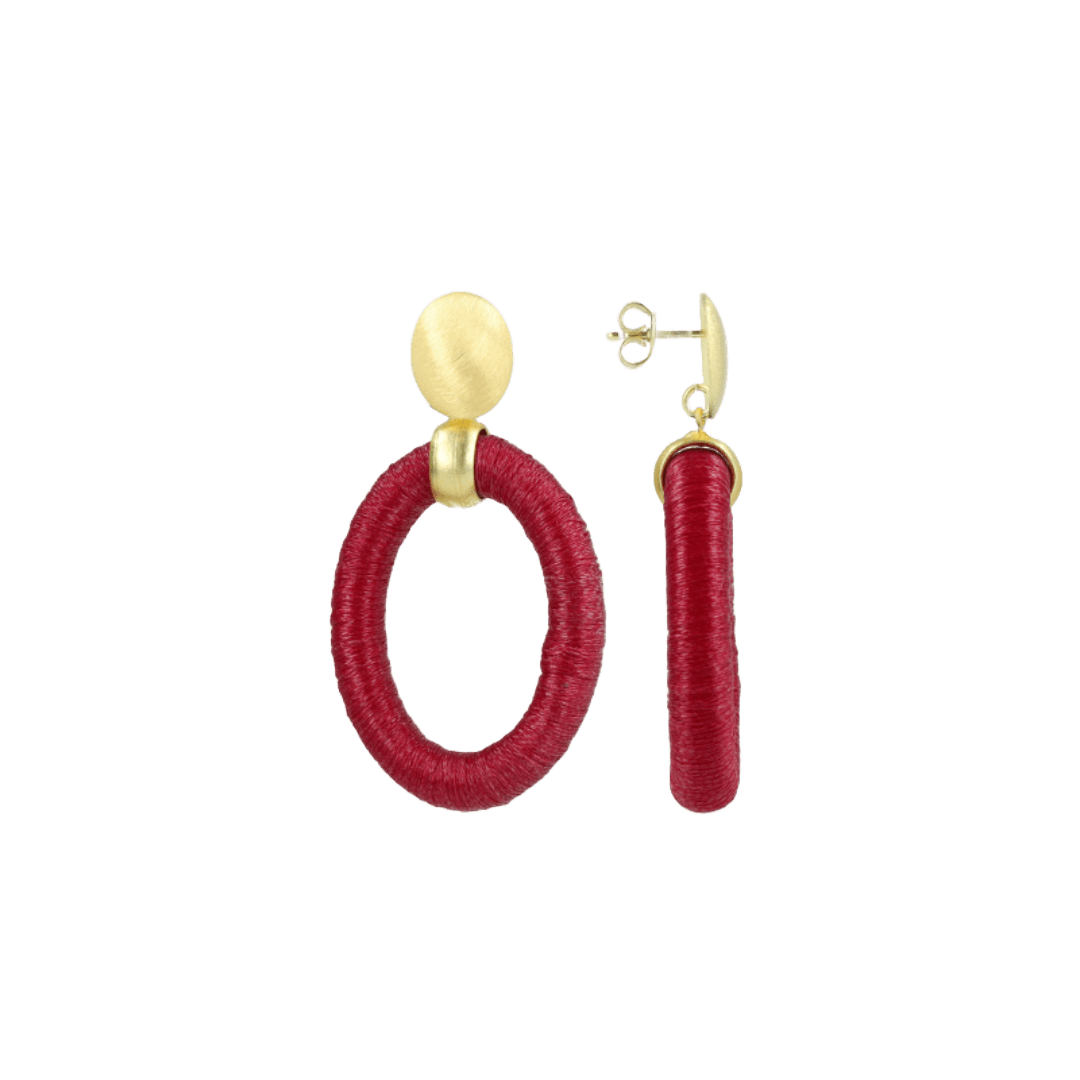 LOTT.gioielli Ohrringe Faye Oval Bead Threated, cherry, S, vergoldet