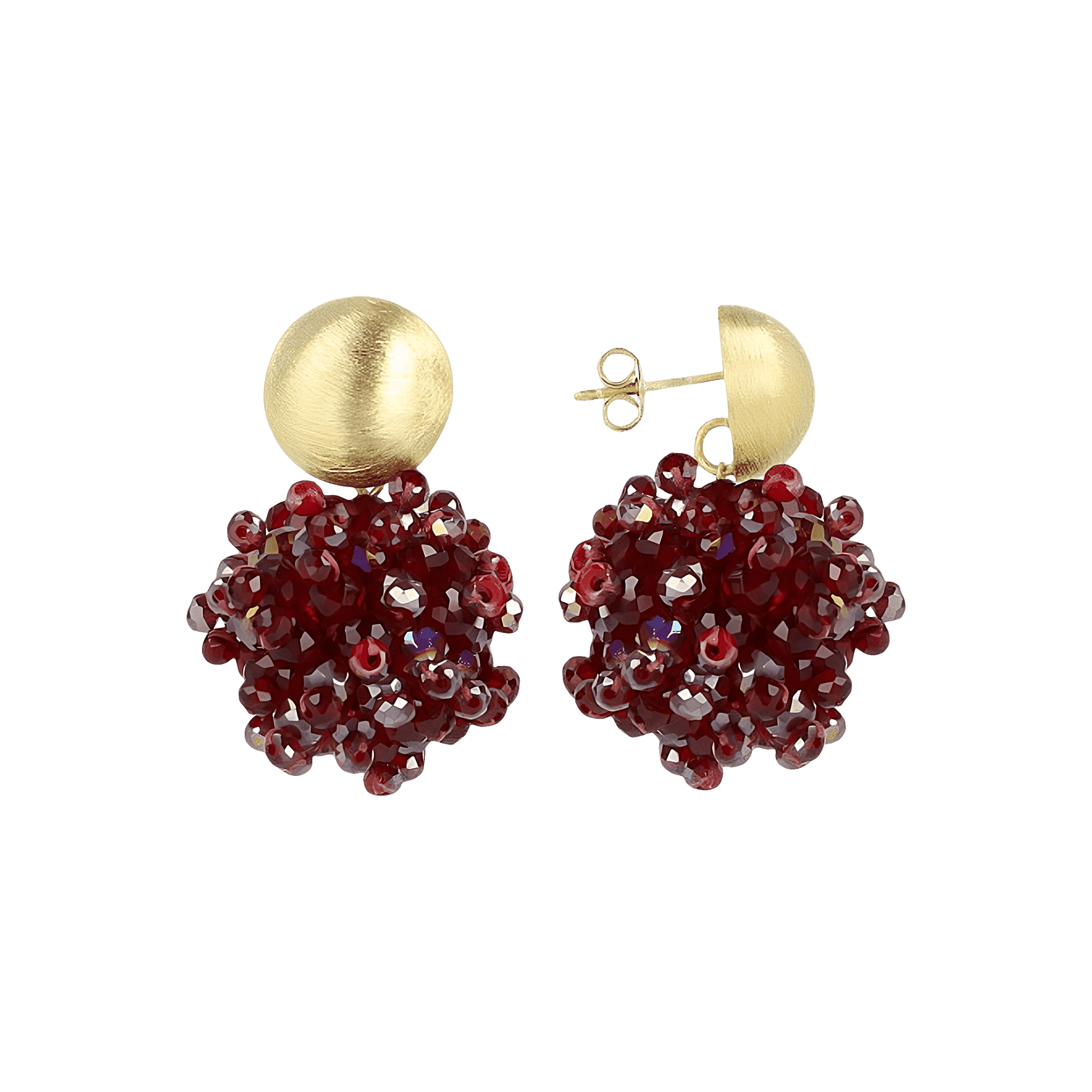 LOTT.gioielli Ohrringe Jacky Globe, Double Stones, bordeaux metallic mix, S, vergoldet