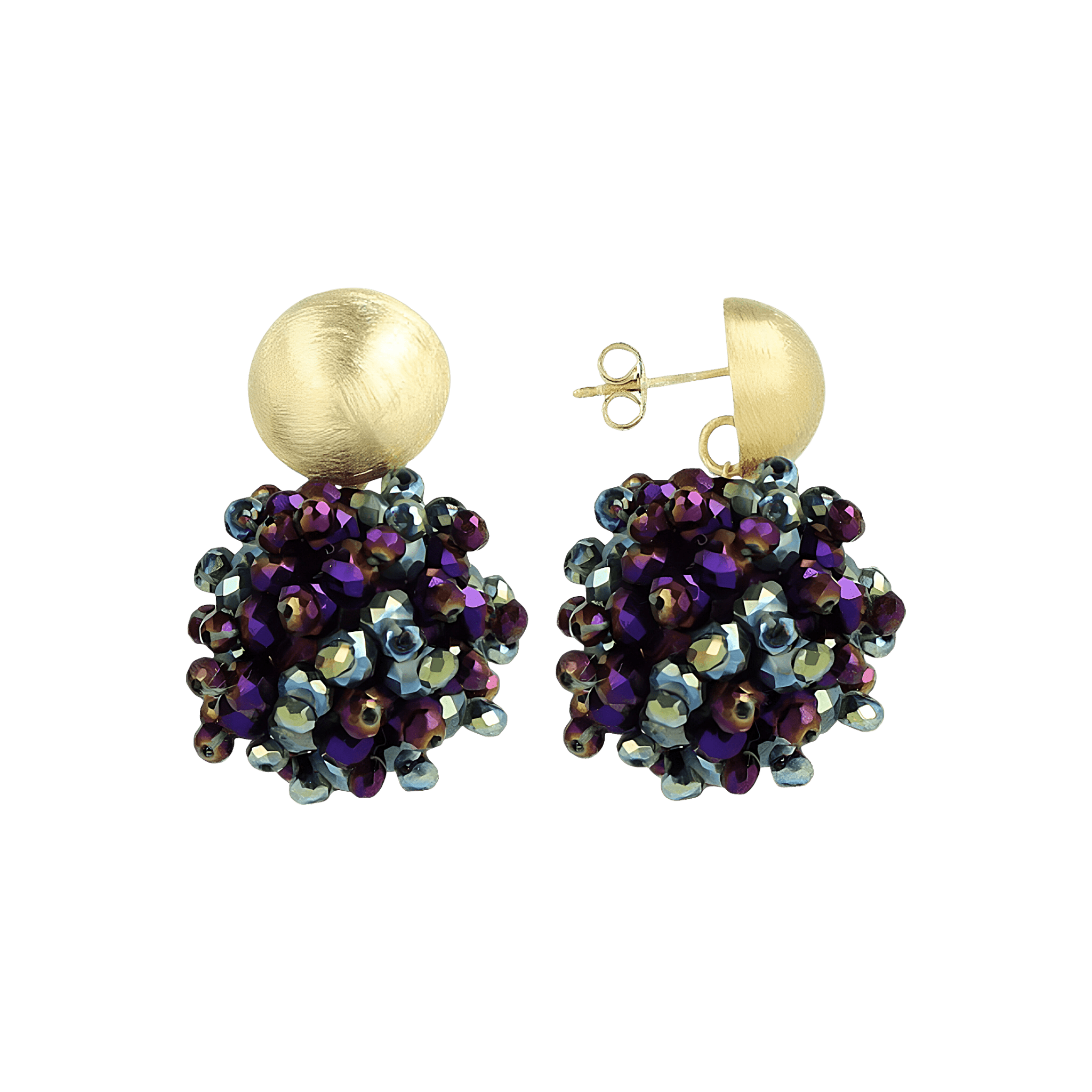 LOTT.gioielli Ohrringe Jacky Globe, Double Stones, metallic green/purple, S, vergoldet