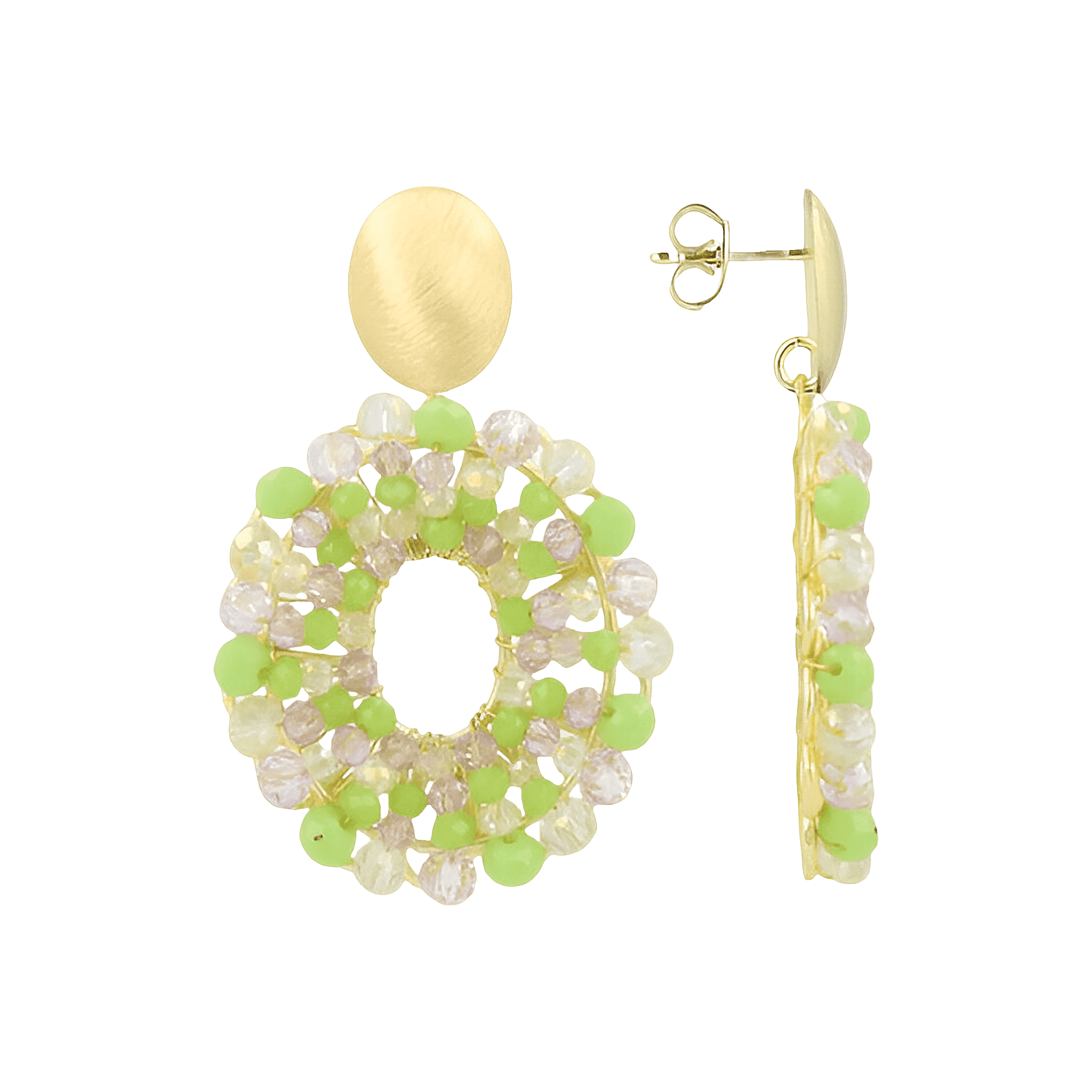 LOTT.gioielli Ohrringe Mia, Open Oval, Lime Mix, S, vergoldet