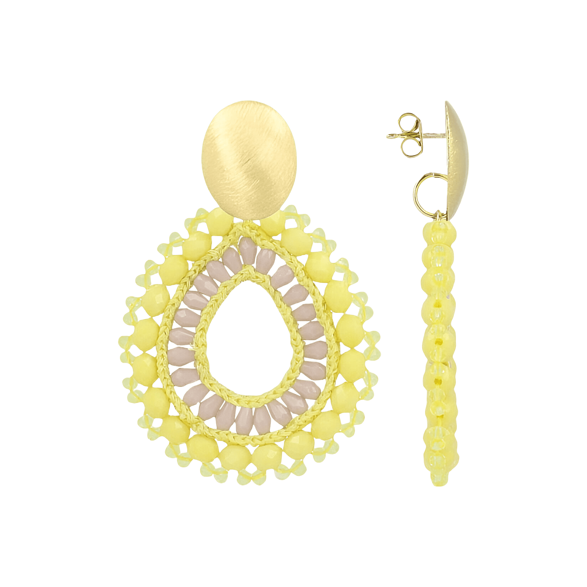 LOTT.gioielli Ohrringe Open Drop Irregular, L, Gelb/Lila, vergoldet