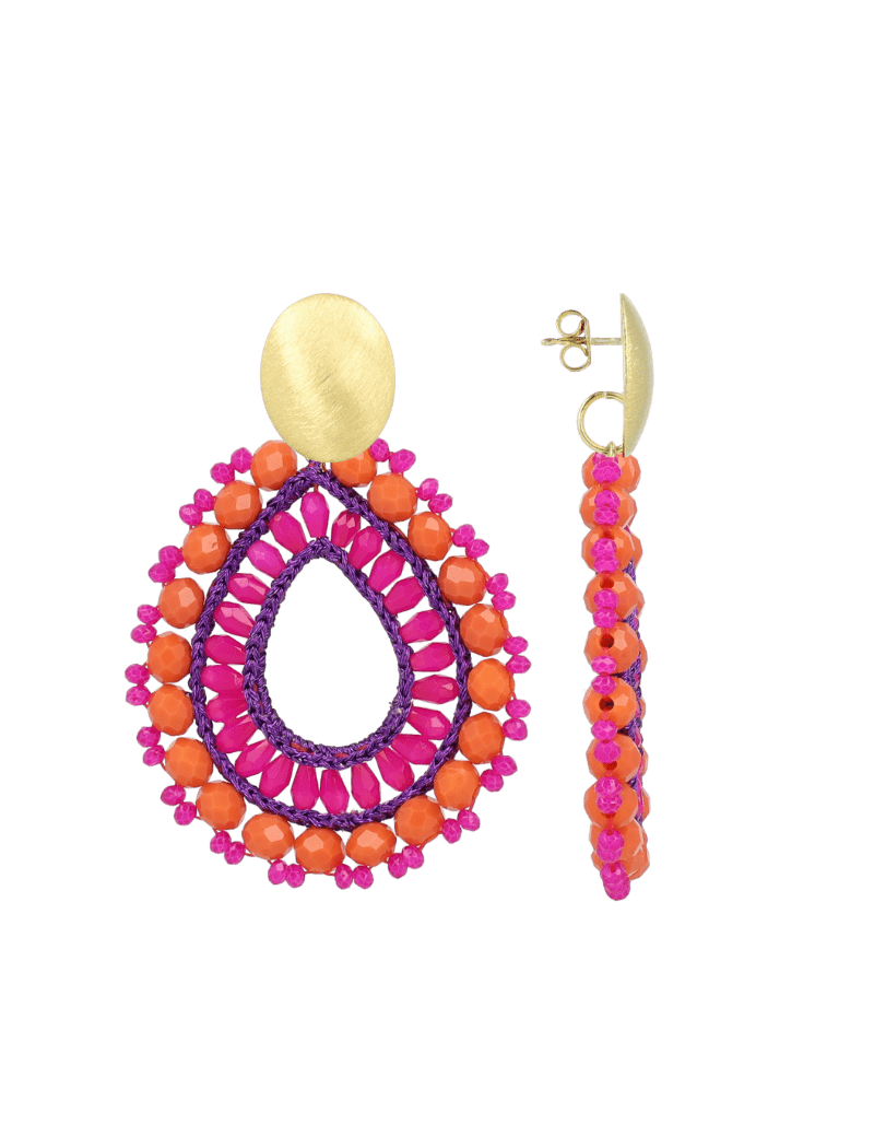 LOTT.gioielli Ohrringe Open Drop Irregular, L, mix fuchsia, vergoldet