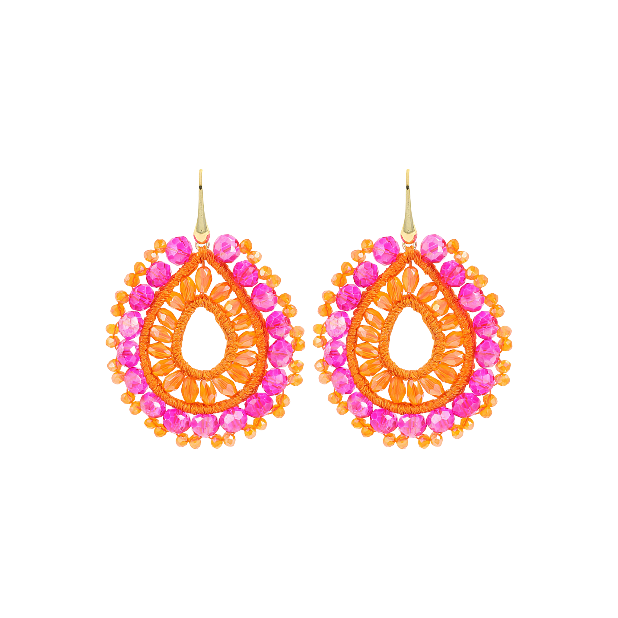 LOTT.gioielli Ohrringe Open Drop Irregular, orange/fuchsia, S, Hänger, vergoldet