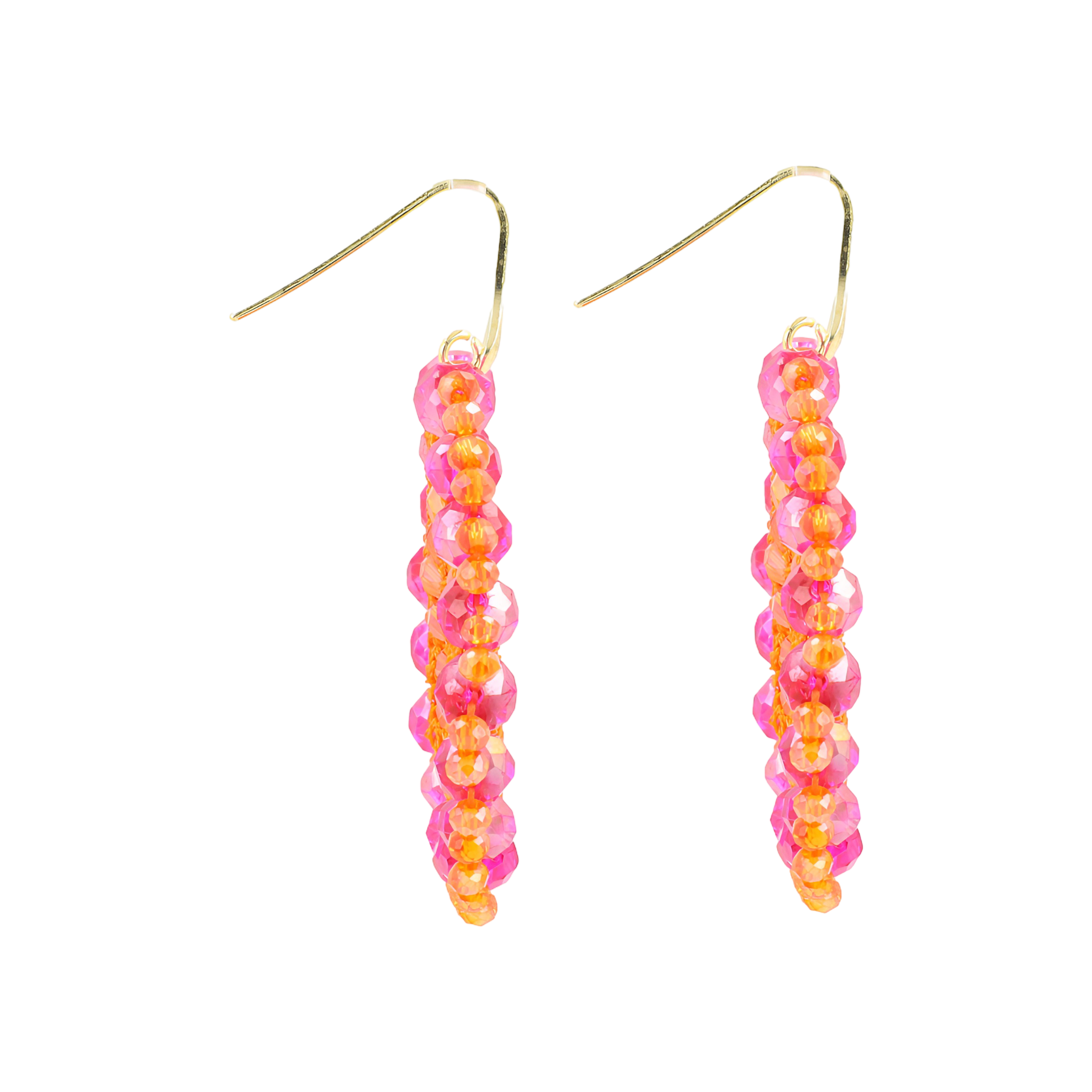 LOTT.gioielli Ohrringe Open Drop Irregular, orange/fuchsia, S, Hänger, vergoldet