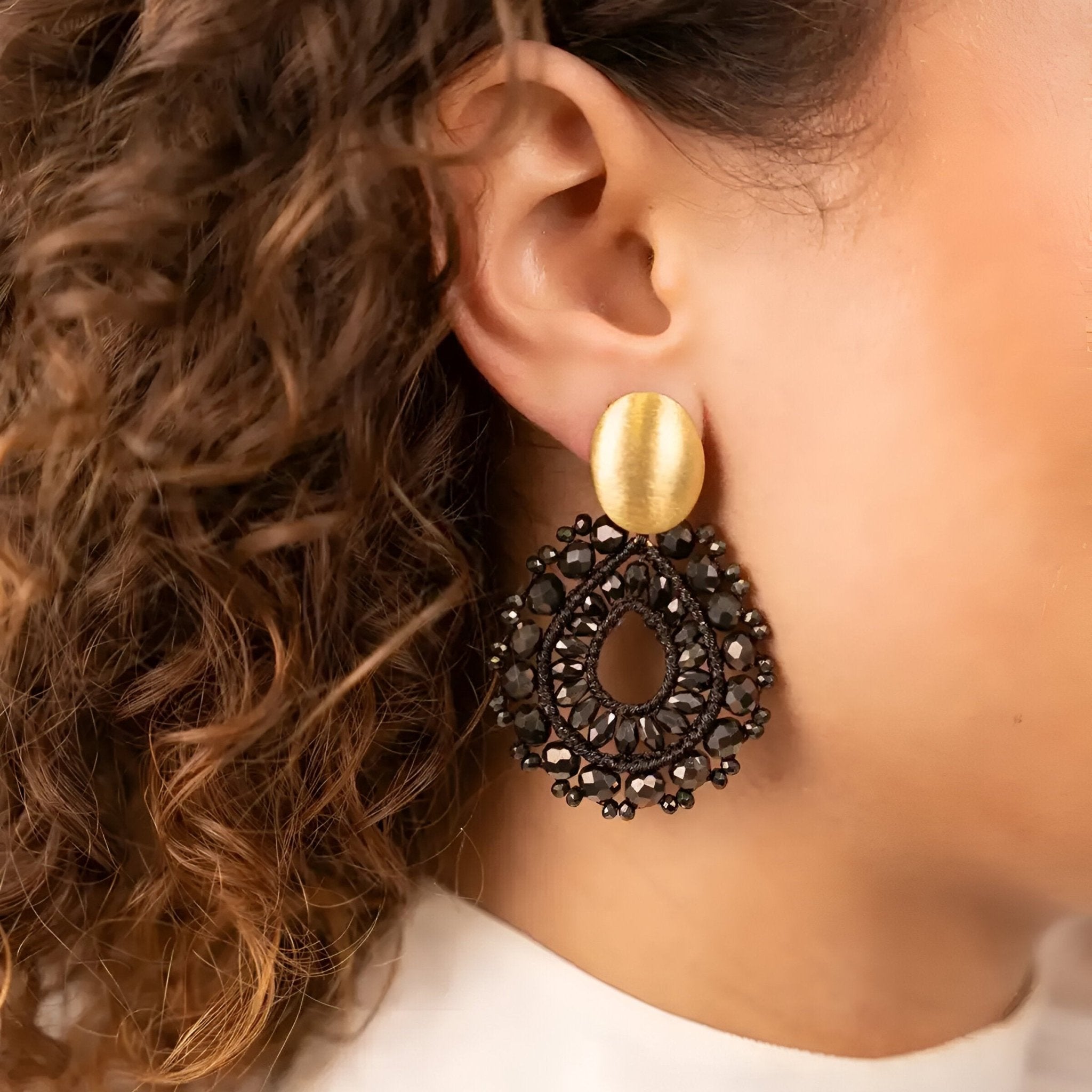 LOTT.gioielli Ohrringe Open Drop Irregular, S, nutshell, vergoldet