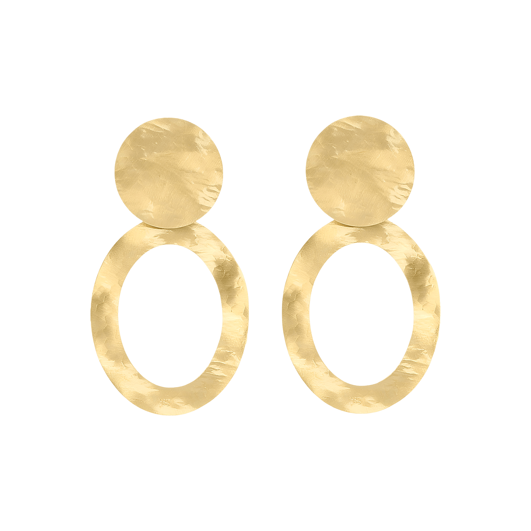 LOTT.gioielli Ohrringe Open Oval, gehämmert, XL, vergoldet